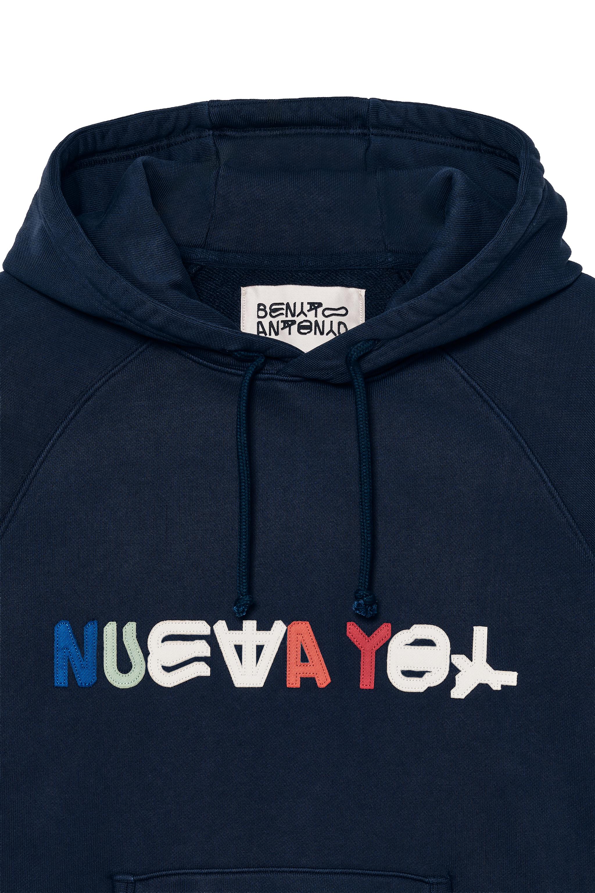 “NUEVA YOL” PATCHES HOODIE SWEATSHIRT - Navy blue