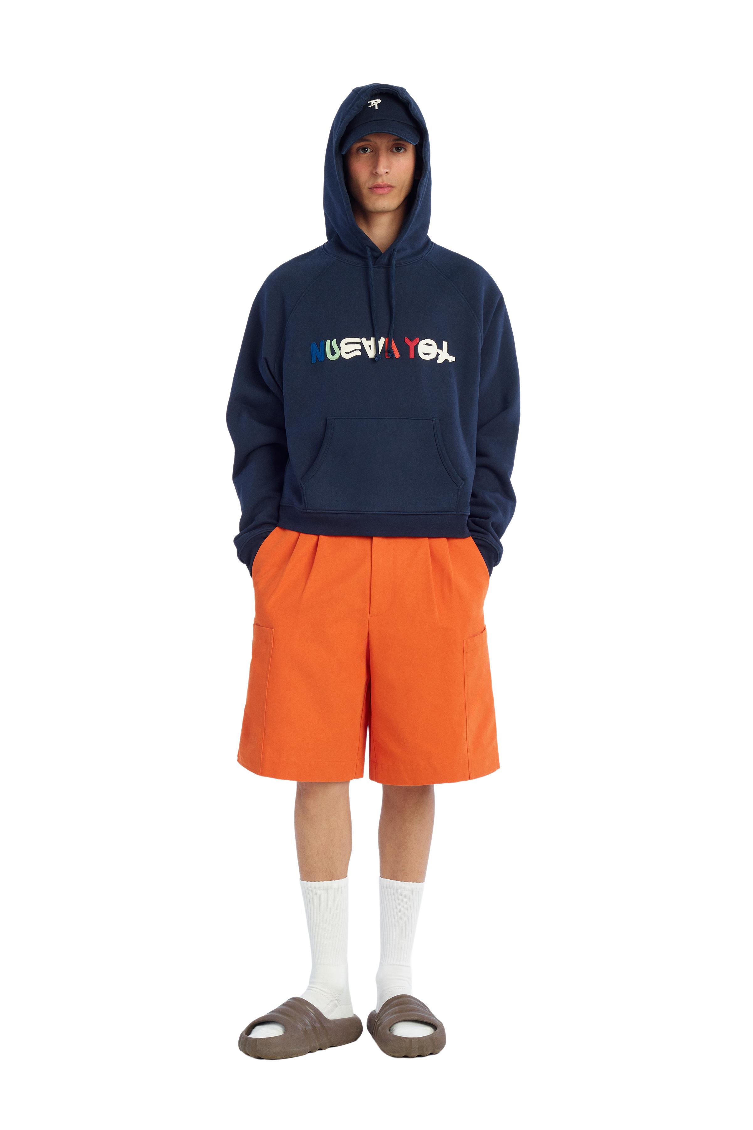 “NUEVA YOL” PATCHES HOODIE SWEATSHIRT - Navy blue
