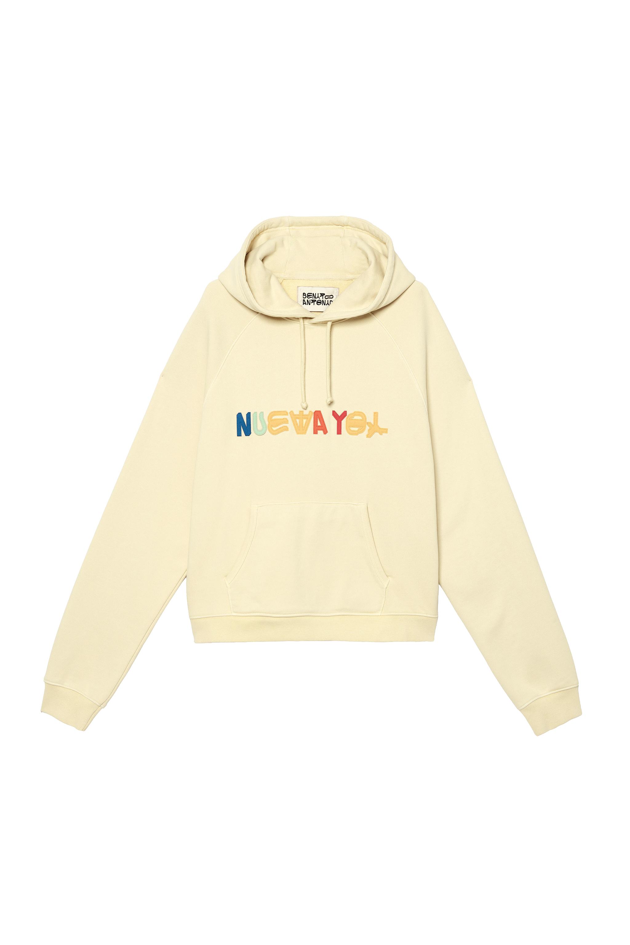“NUEVA YOL” PATCHES HOODIE SWEATSHIRT - Vanilla