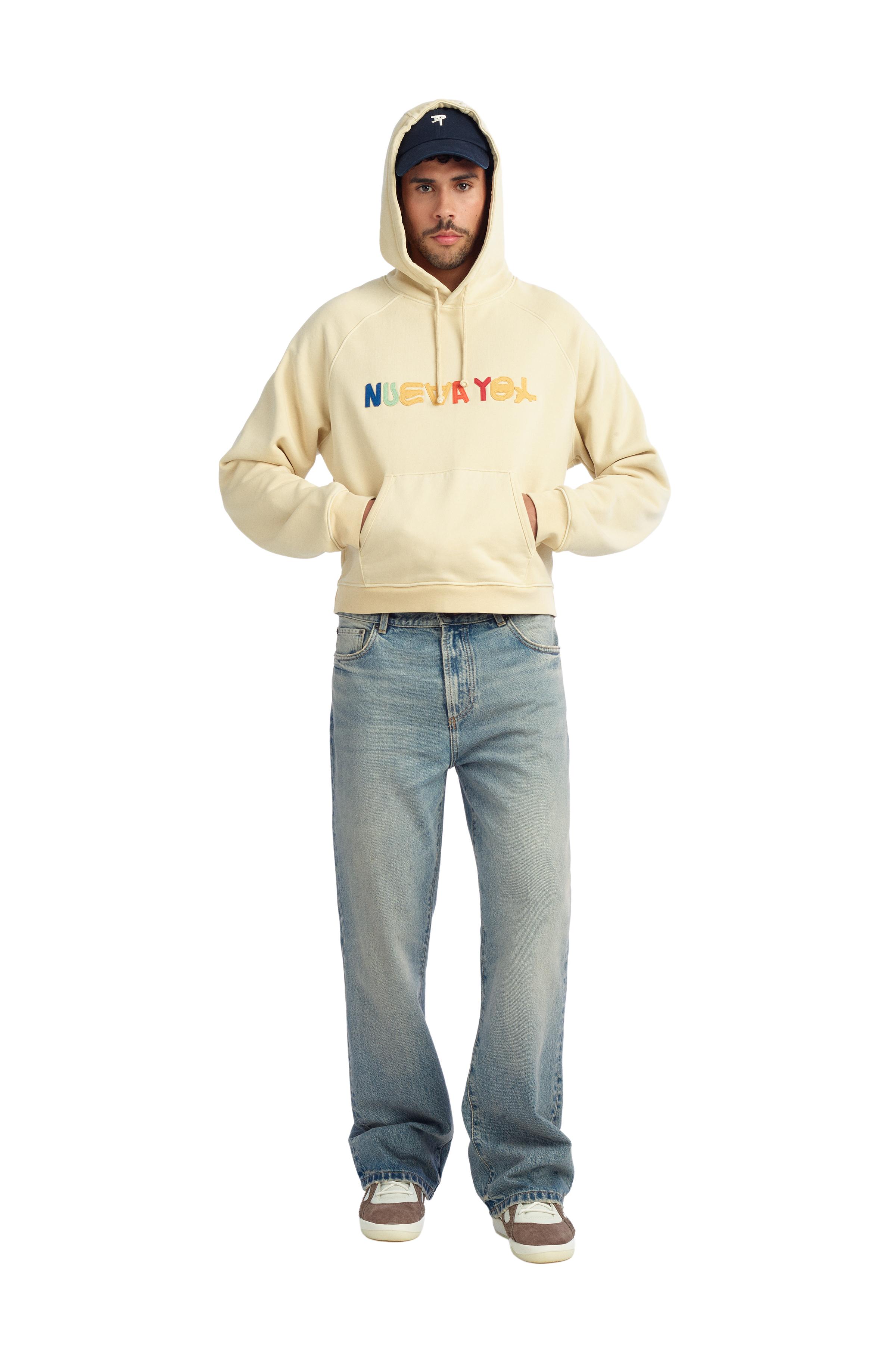 “NUEVA YOL” PATCHES HOODIE SWEATSHIRT - Vanilla