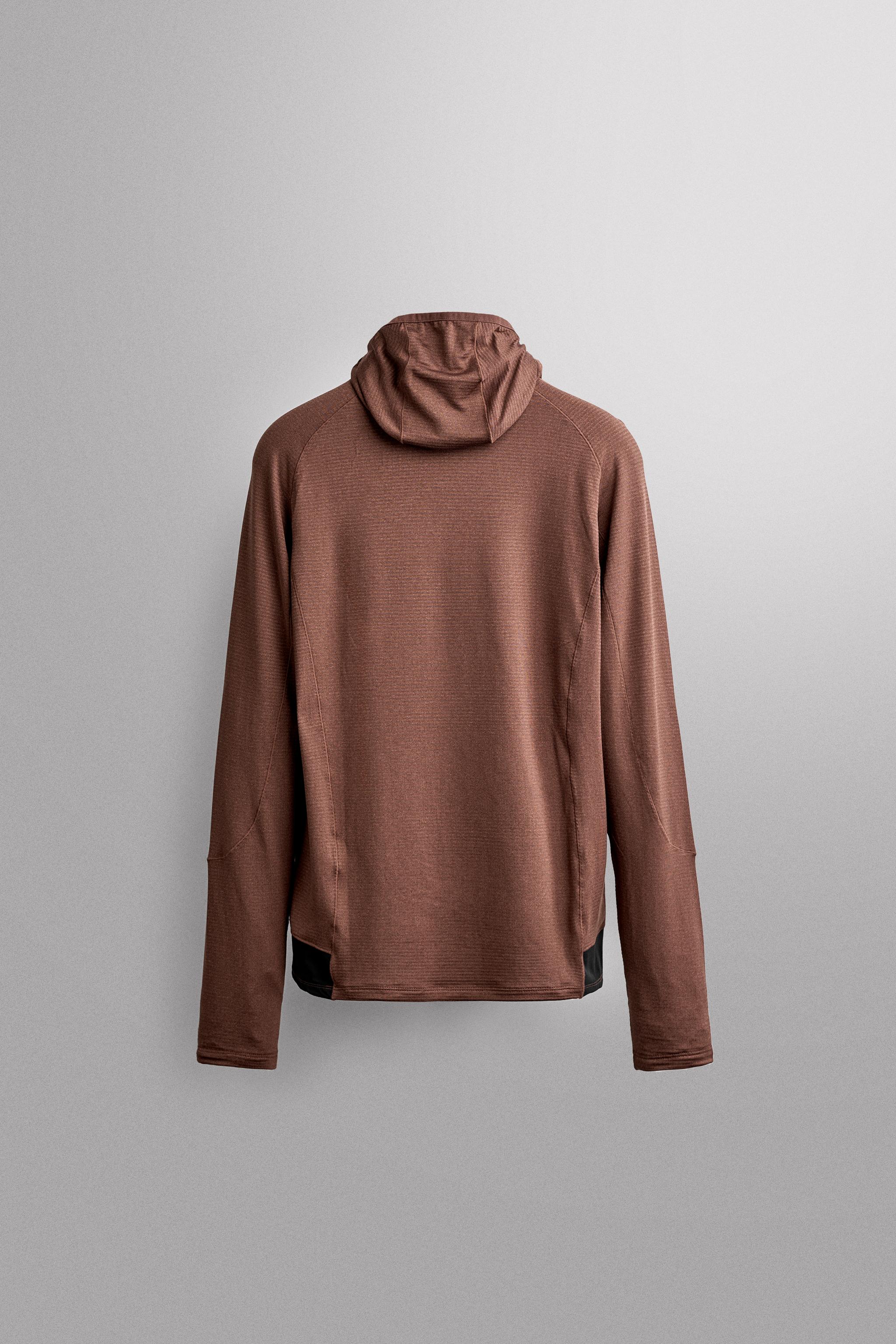 MIXED TECHNICAL HOODIE - Brown