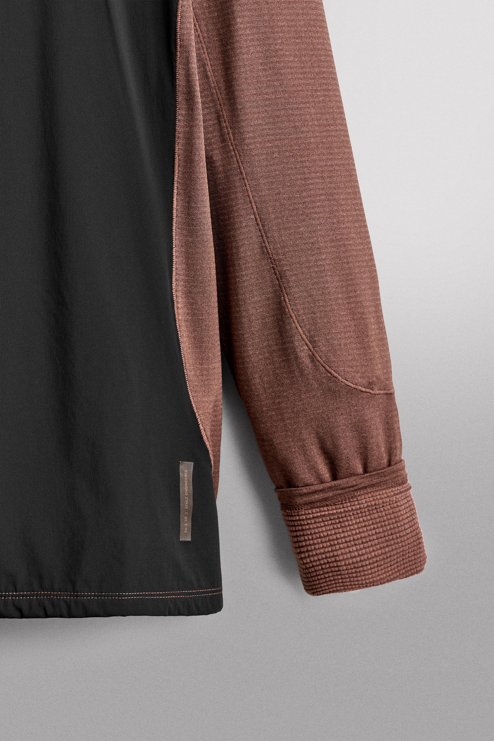 MIXED TECHNICAL HOODIE - Brown