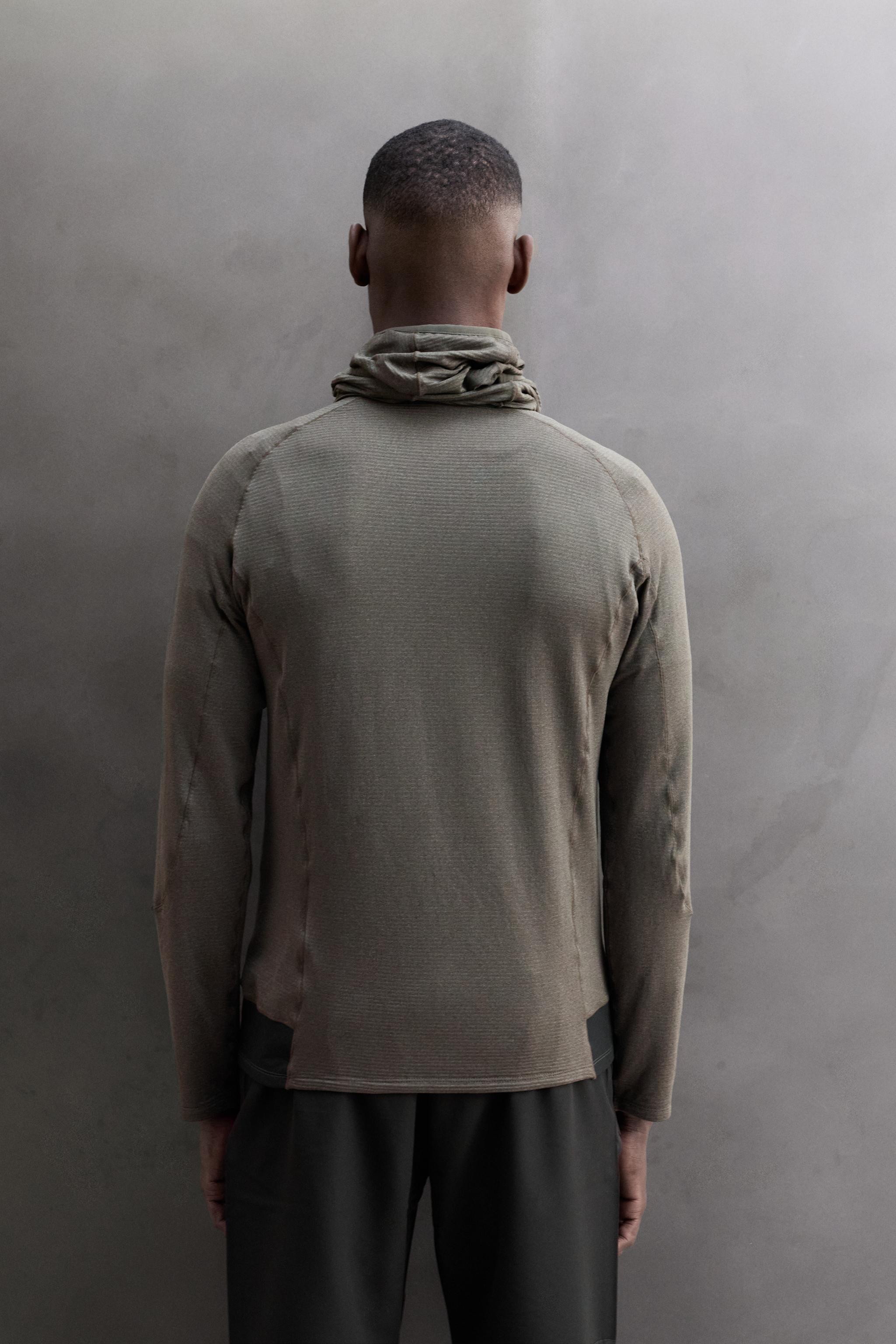 MIXED TECHNICAL HOODIE - Gray green