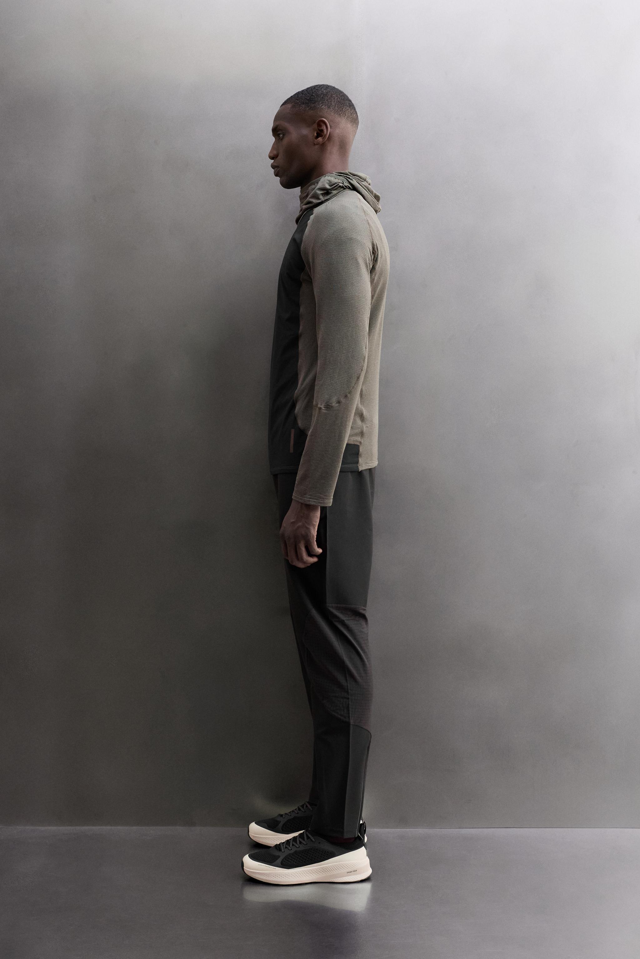 MIXED TECHNICAL HOODIE - Gray green