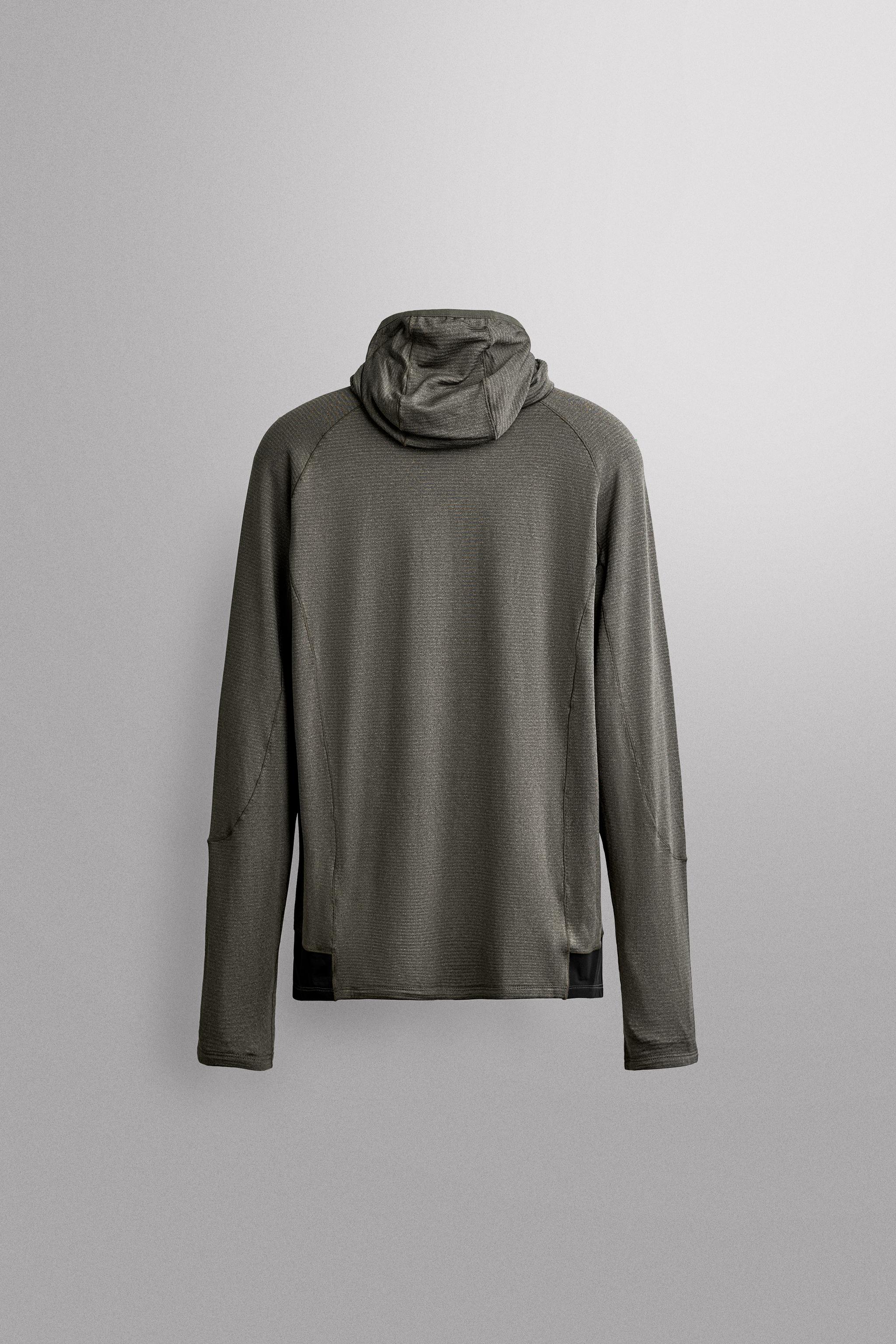 MIXED TECHNICAL HOODIE - Gray green