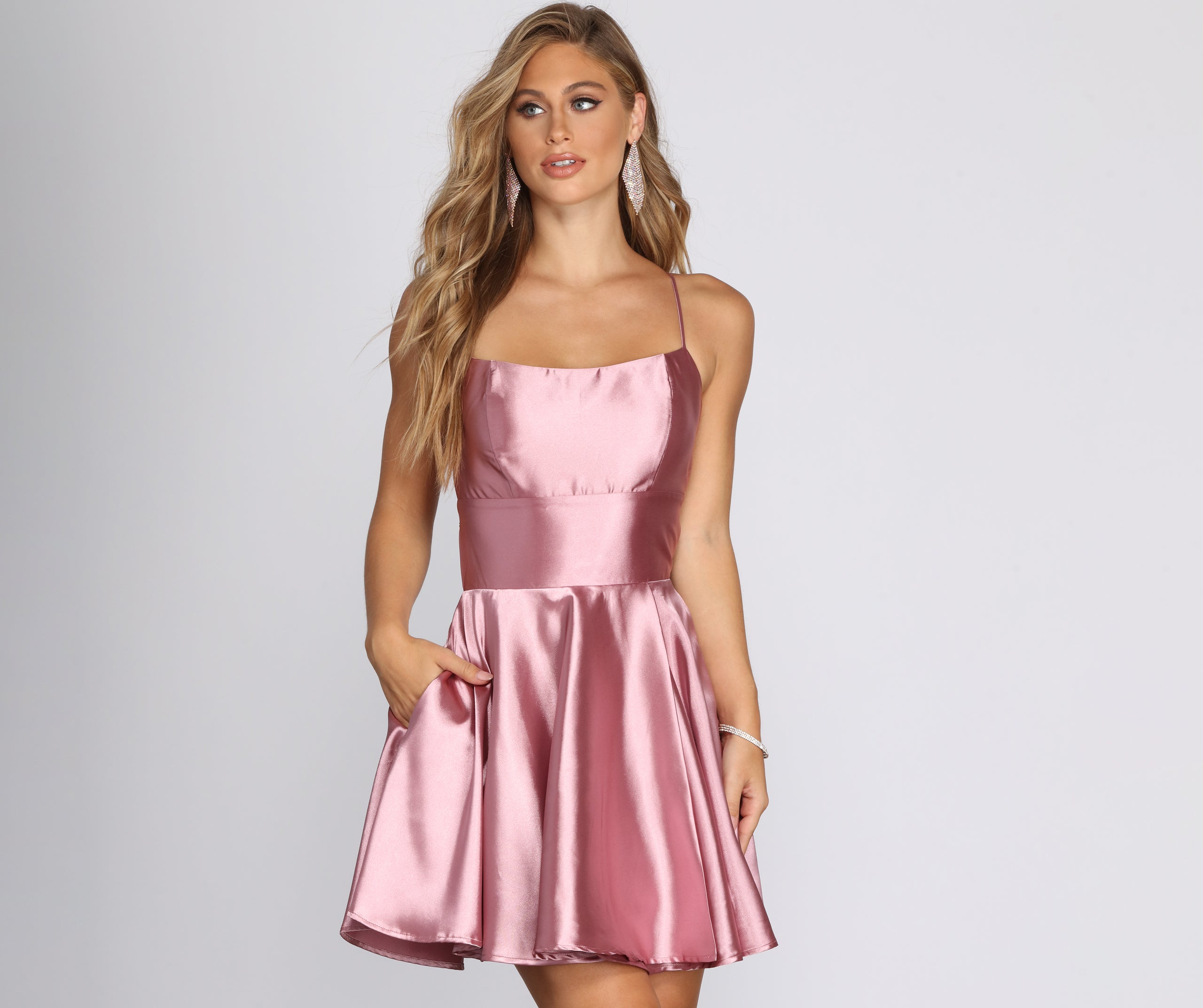 Frida Satin Party Dress - MAUVE
