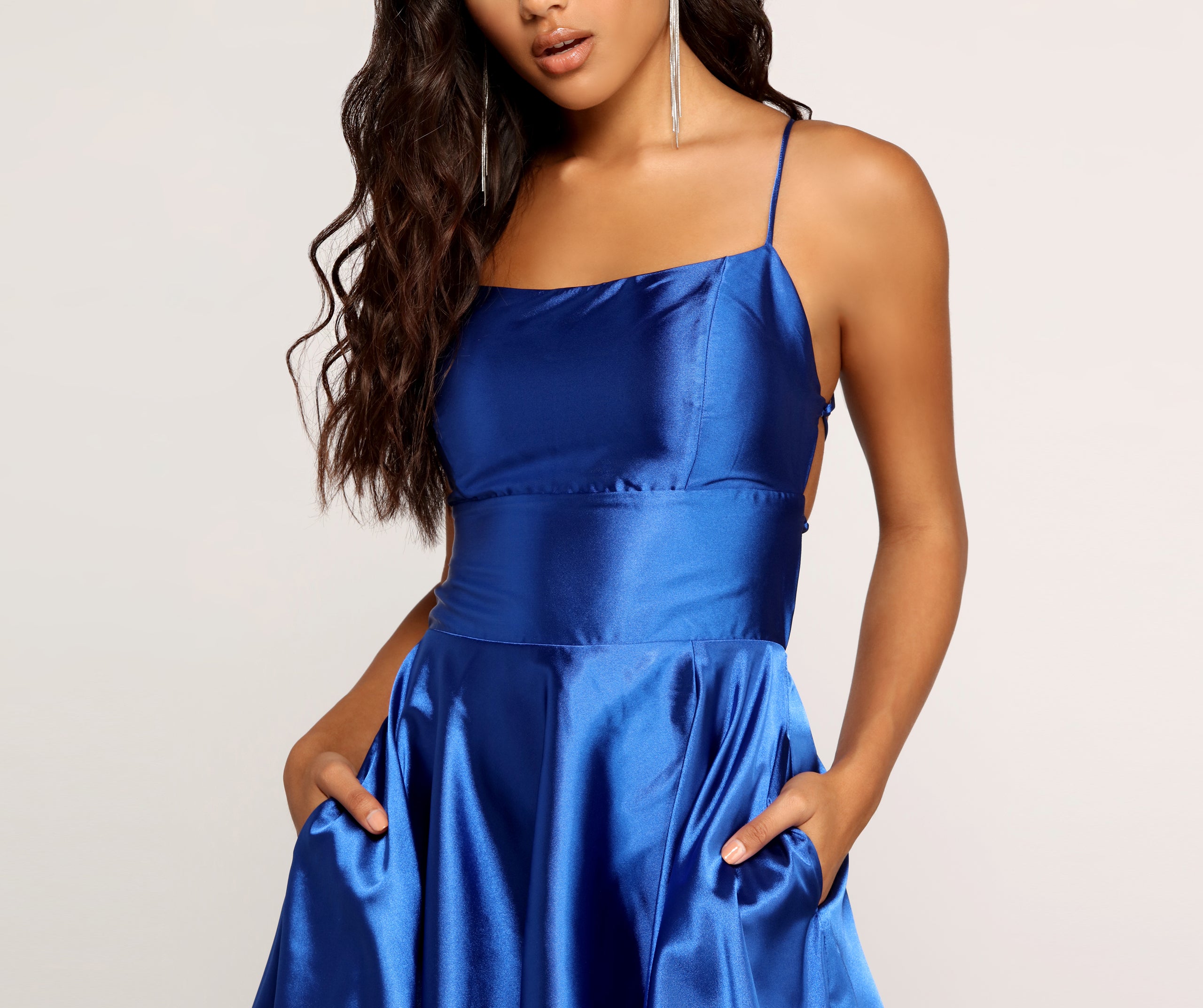 Frida Satin Party Dress - ROYAL