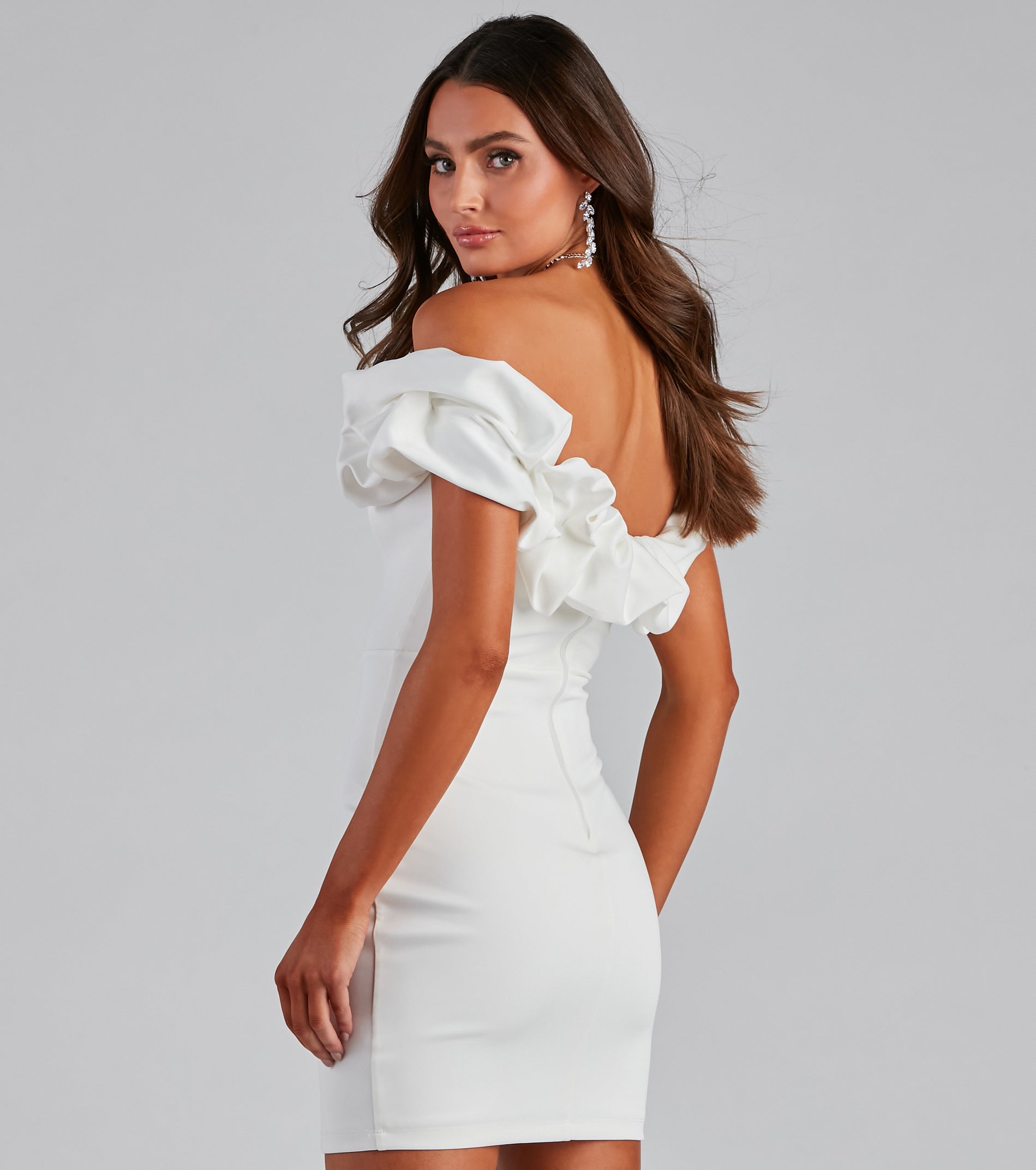 Kiari Formal Off the Shoulder Ruffled Dress - WHITE