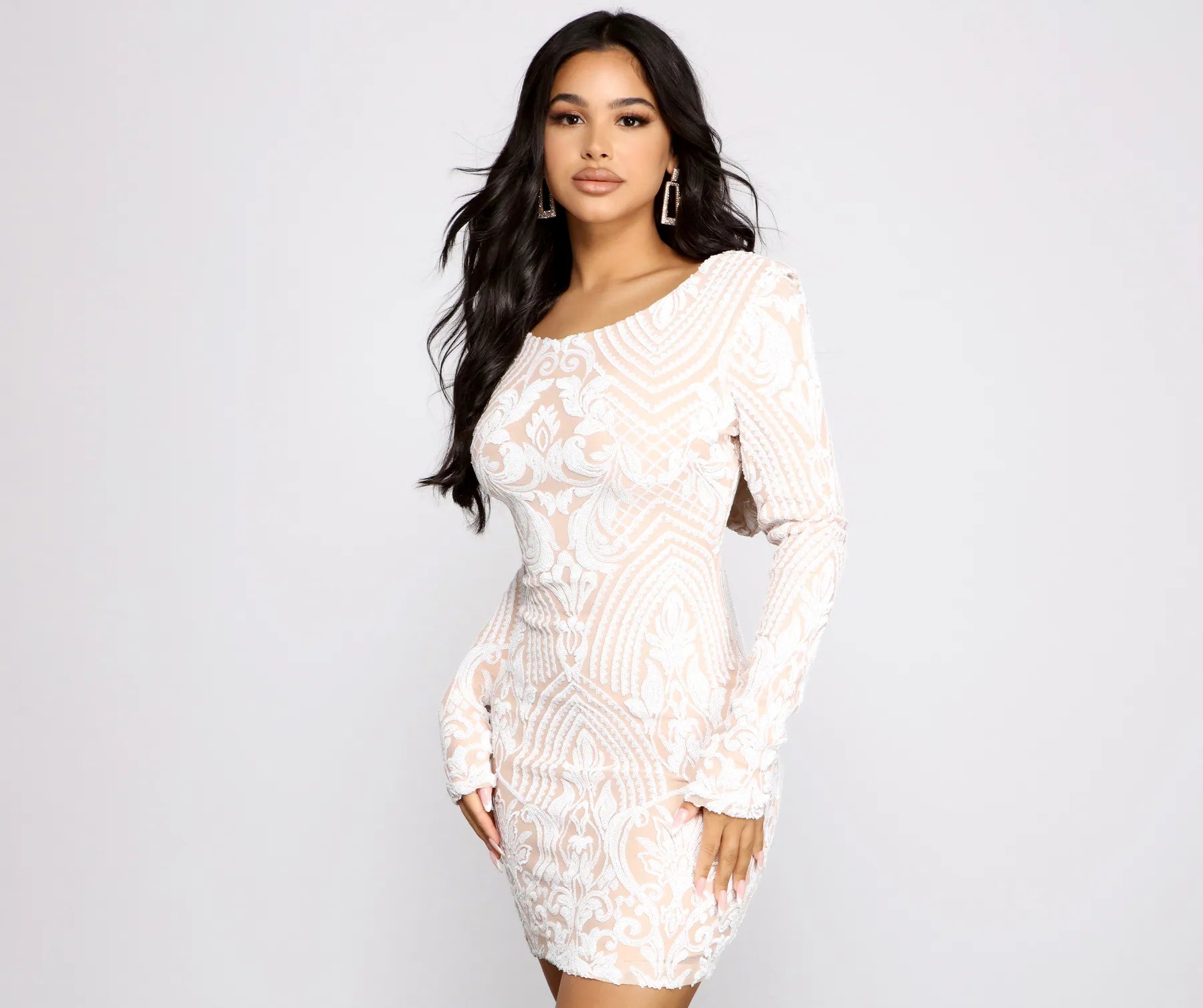 Rory Formal Sequin Mini Dress - WHITE