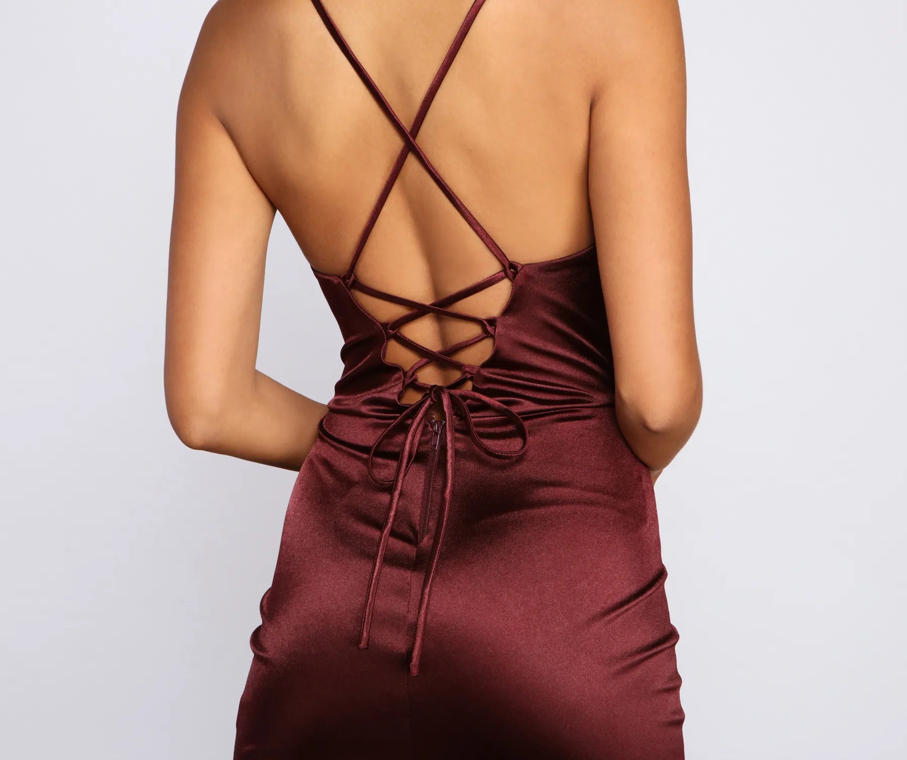 Kenzie Formal Lattice Midi Dress - BURGUNDY-2