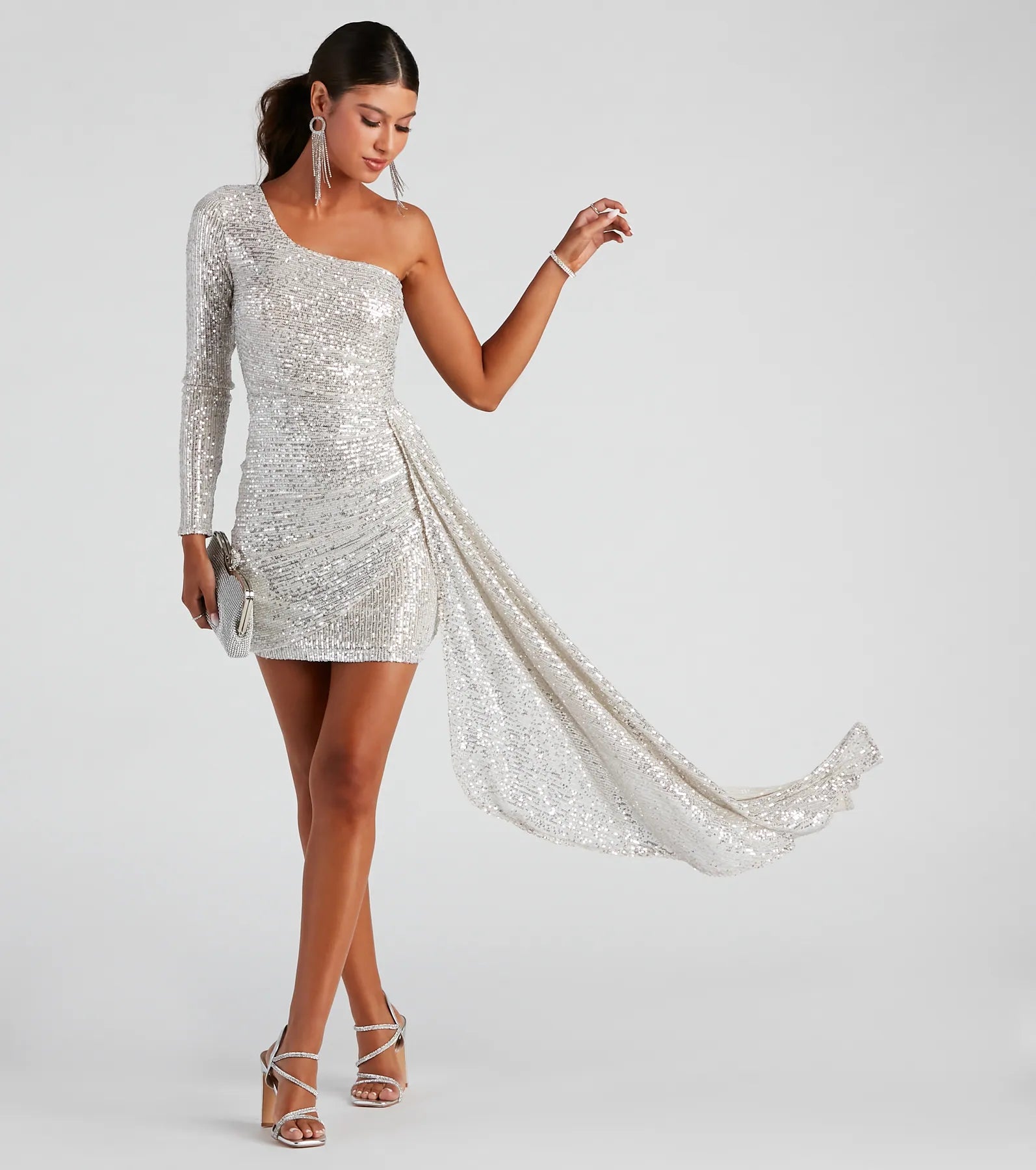 Talulla Formal One-Shoulder Sequin Mini Dress - SILVER