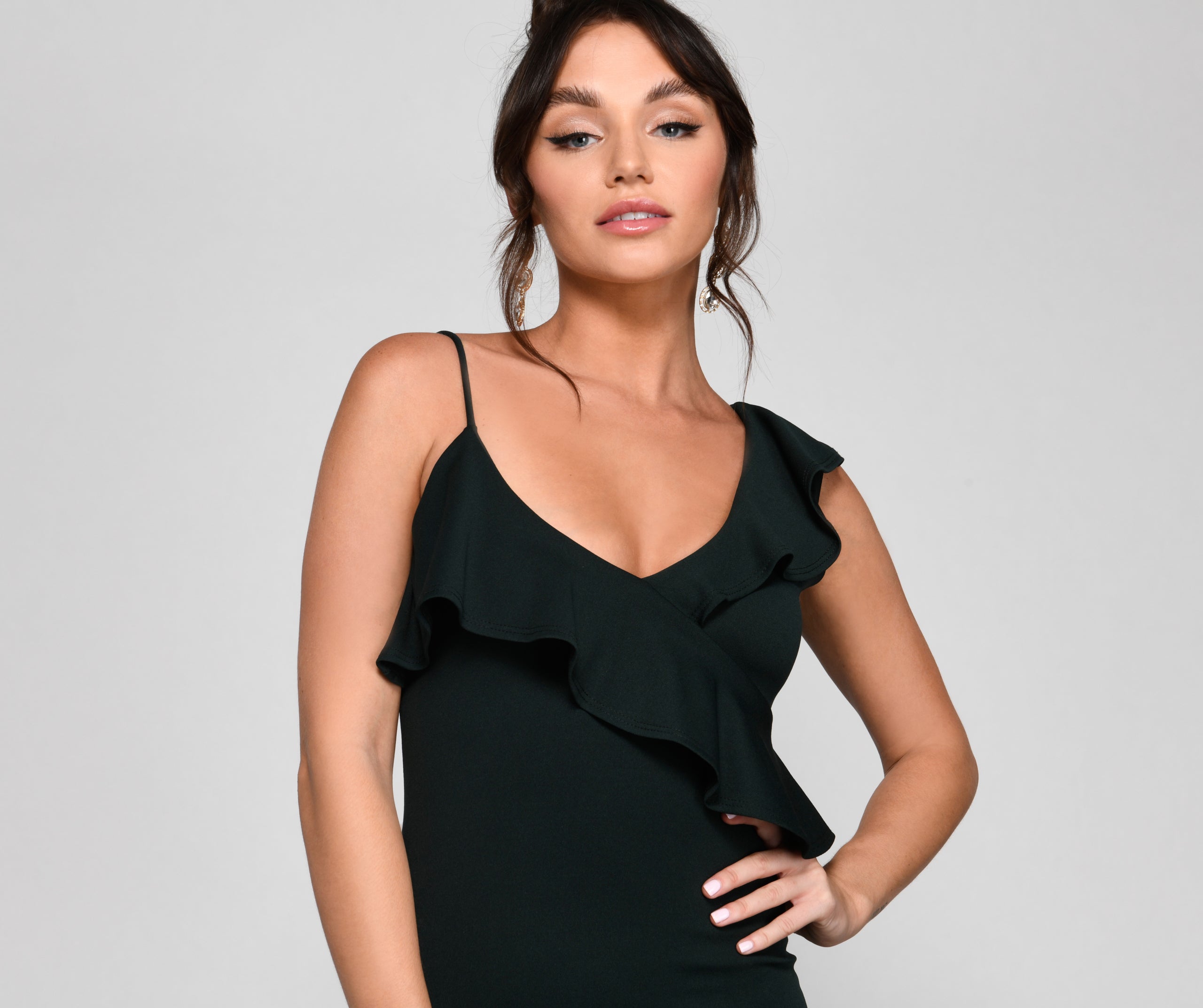 Zosia Formal Ruffled Bodycon Dress - HUNTER