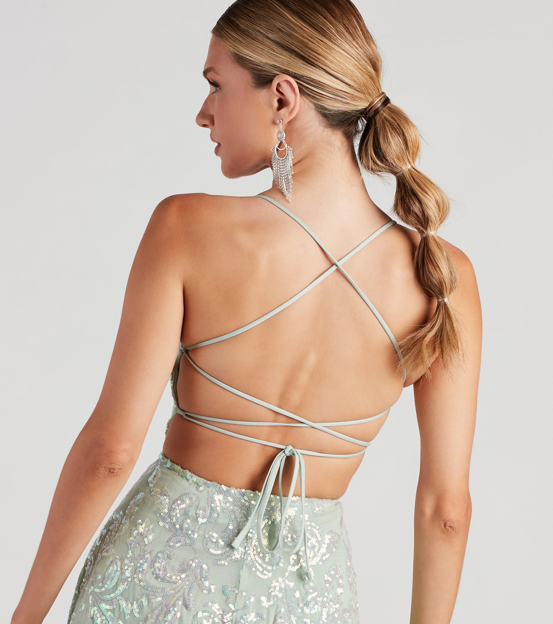 Julianna Sleeveless Sequin Party Dress - SAGE