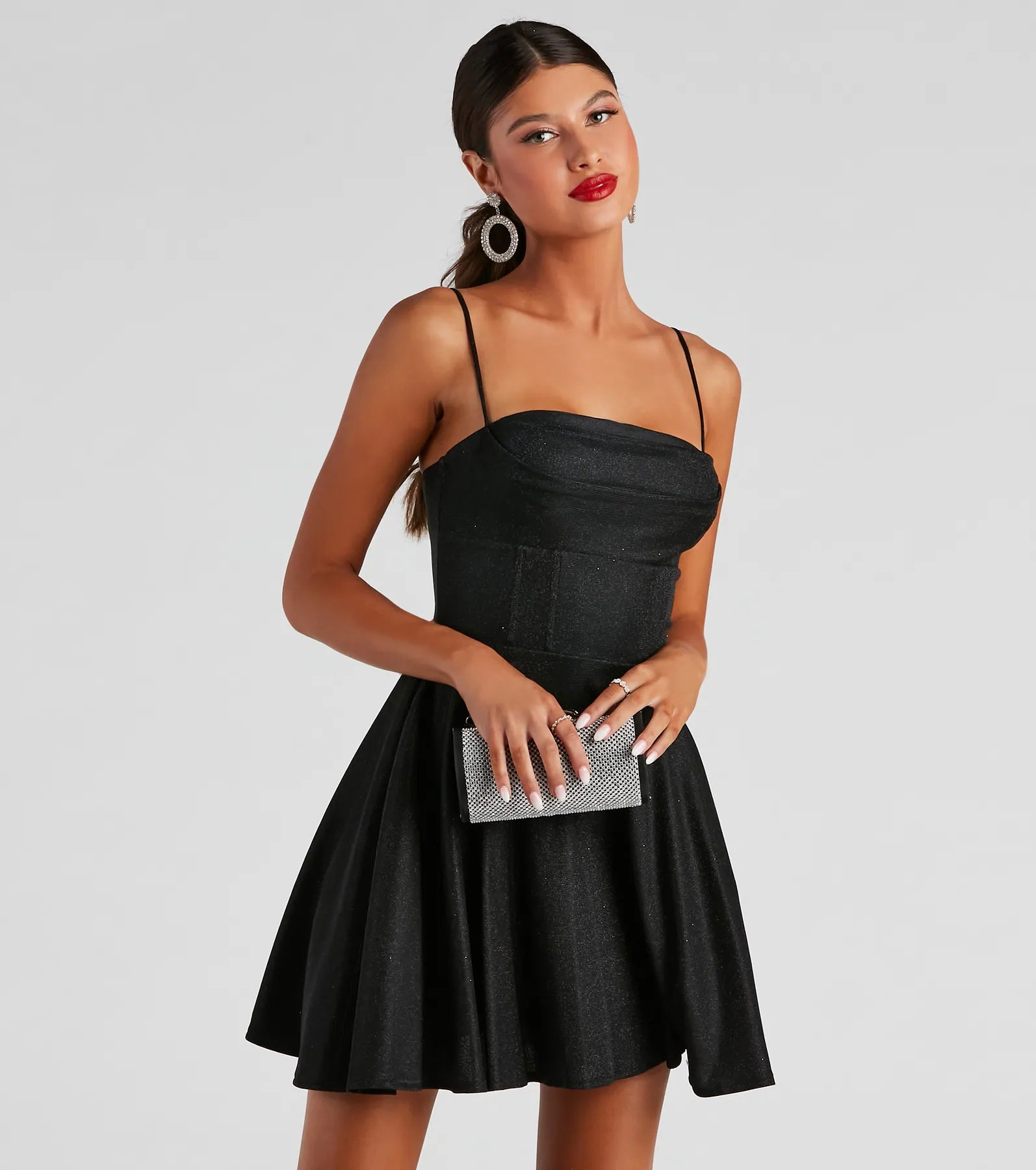 Gwen Corset A-Line Party Dress - BLACK