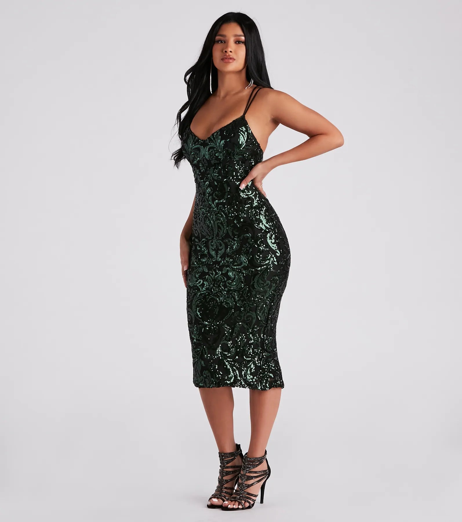 Adora Formal Sequin Midi Dress - HUNTER-2