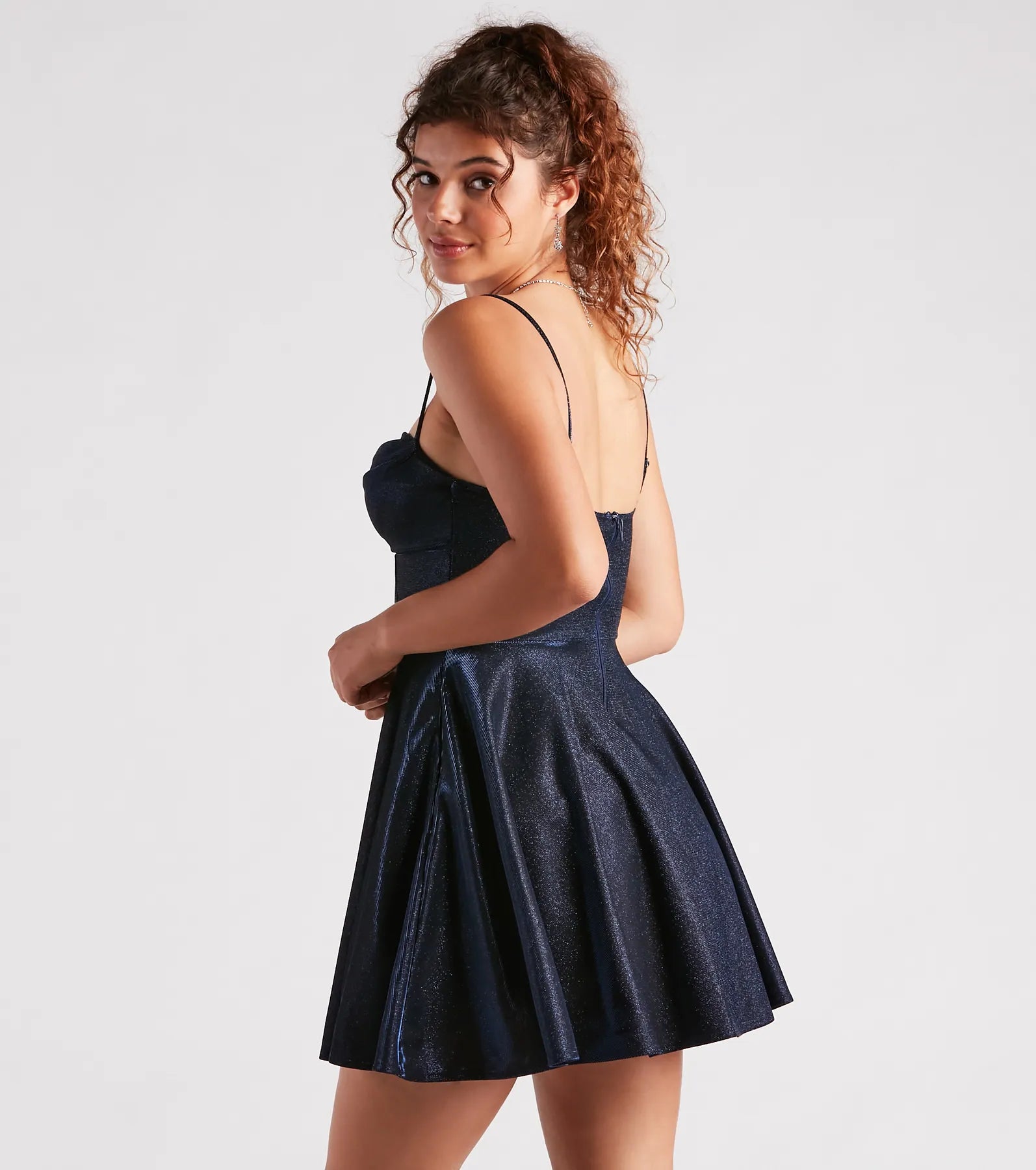 Gwen Corset A-Line Party Dress - NAVY