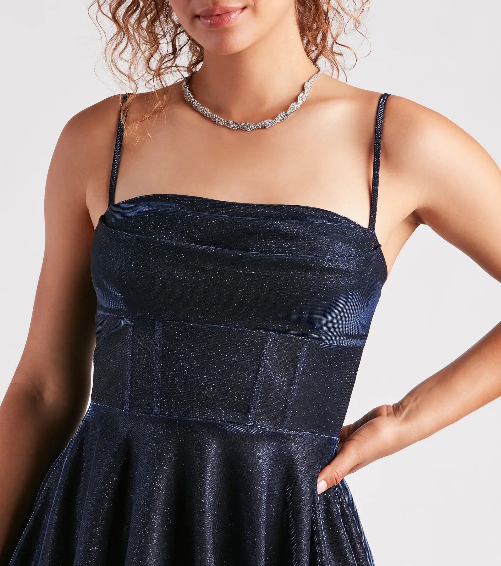 Gwen Corset A-Line Party Dress - NAVY
