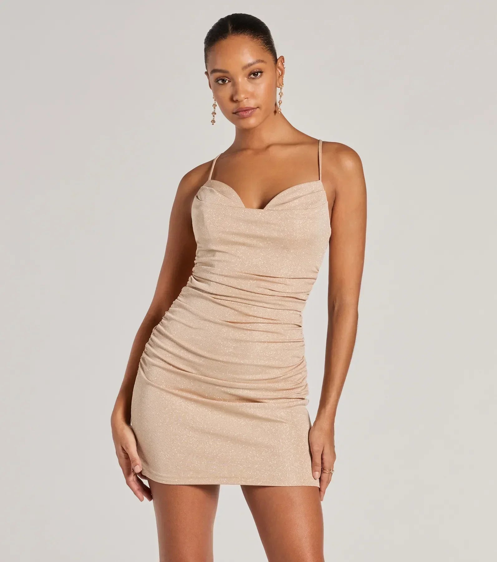 Rita Glitter Strappy Back Party Dress - ROSE GOLD