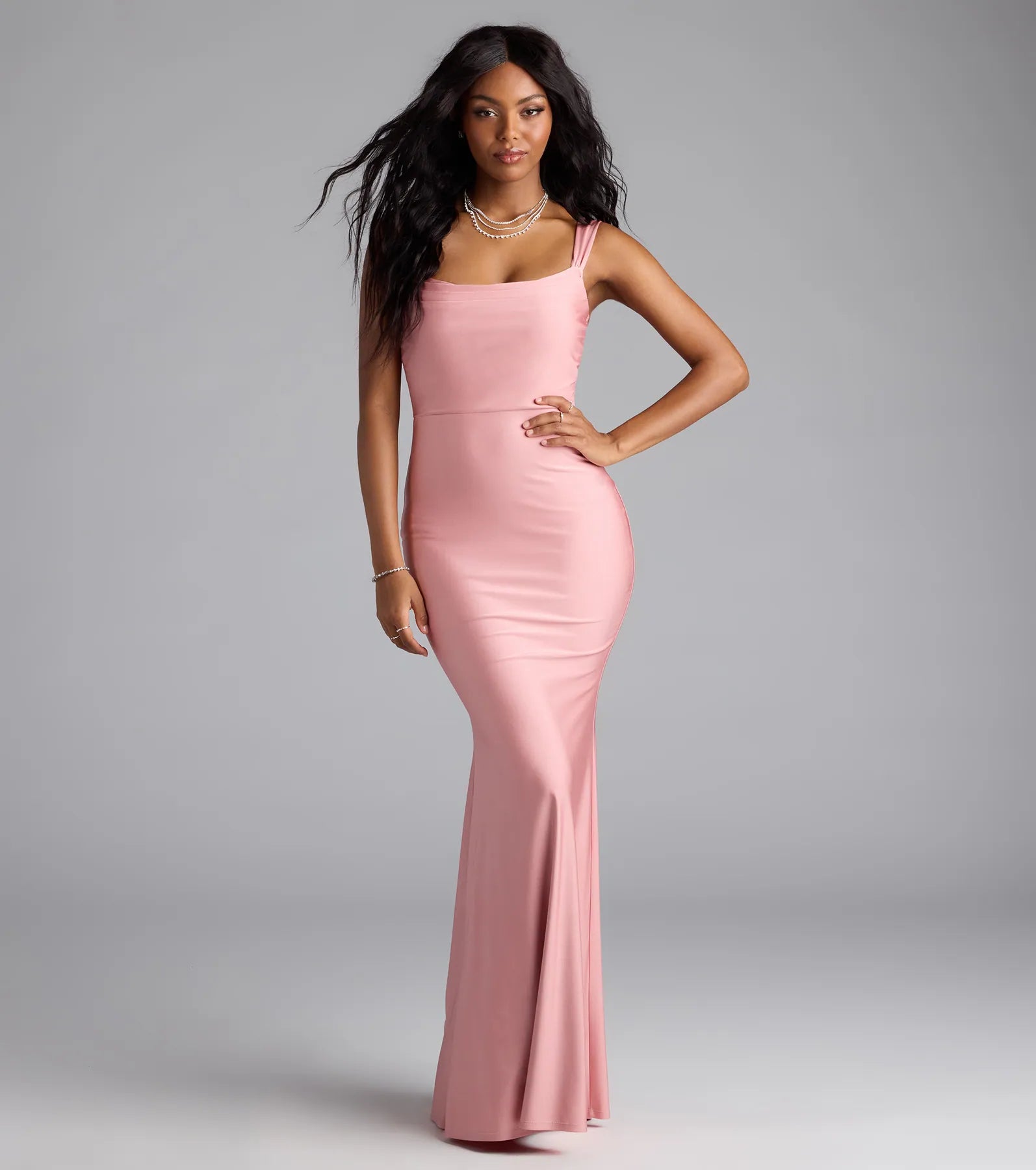 Abby Cowl Neck Mermaid Formal Dress - MAUVE