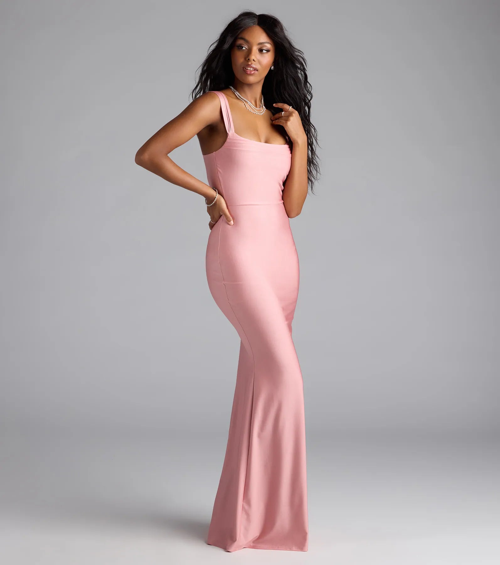 Abby Cowl Neck Mermaid Formal Dress - MAUVE