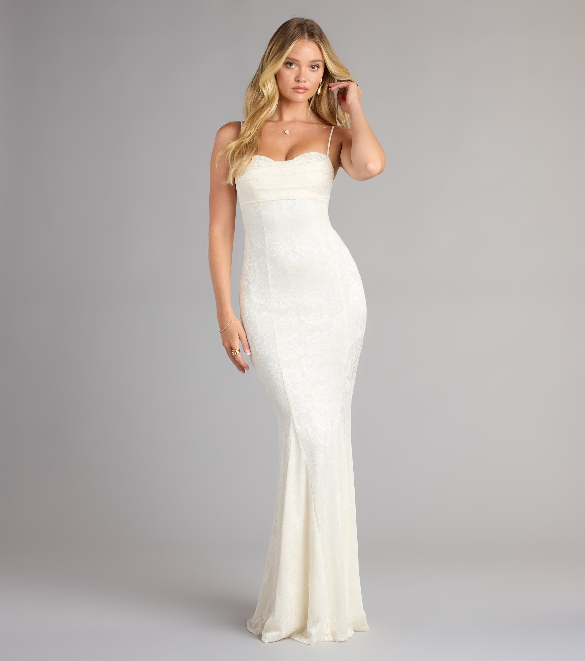 Kendal Lace Mermaid Formal Dress - IVORY