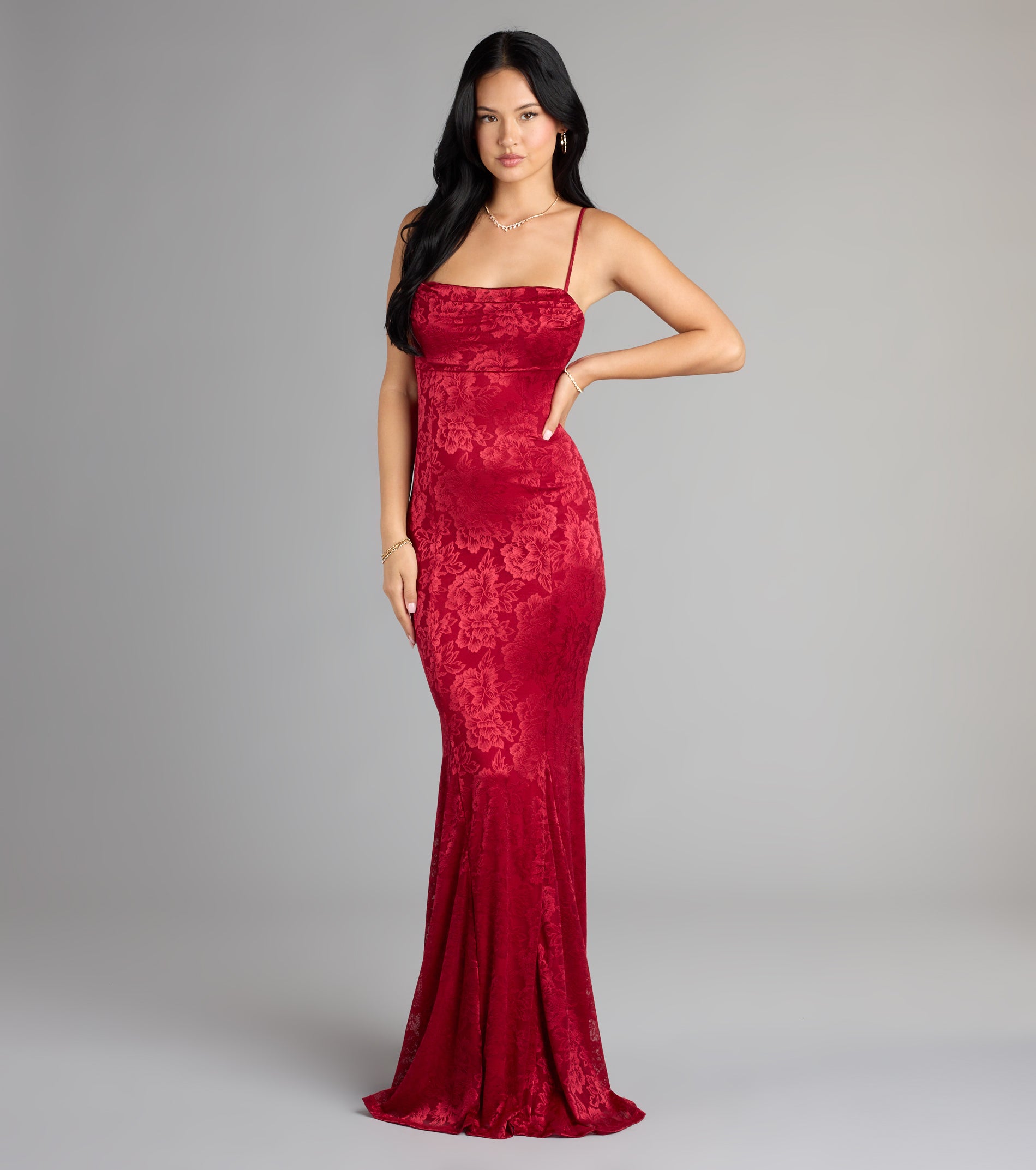 Kendal Lace Mermaid Formal Dress - RED