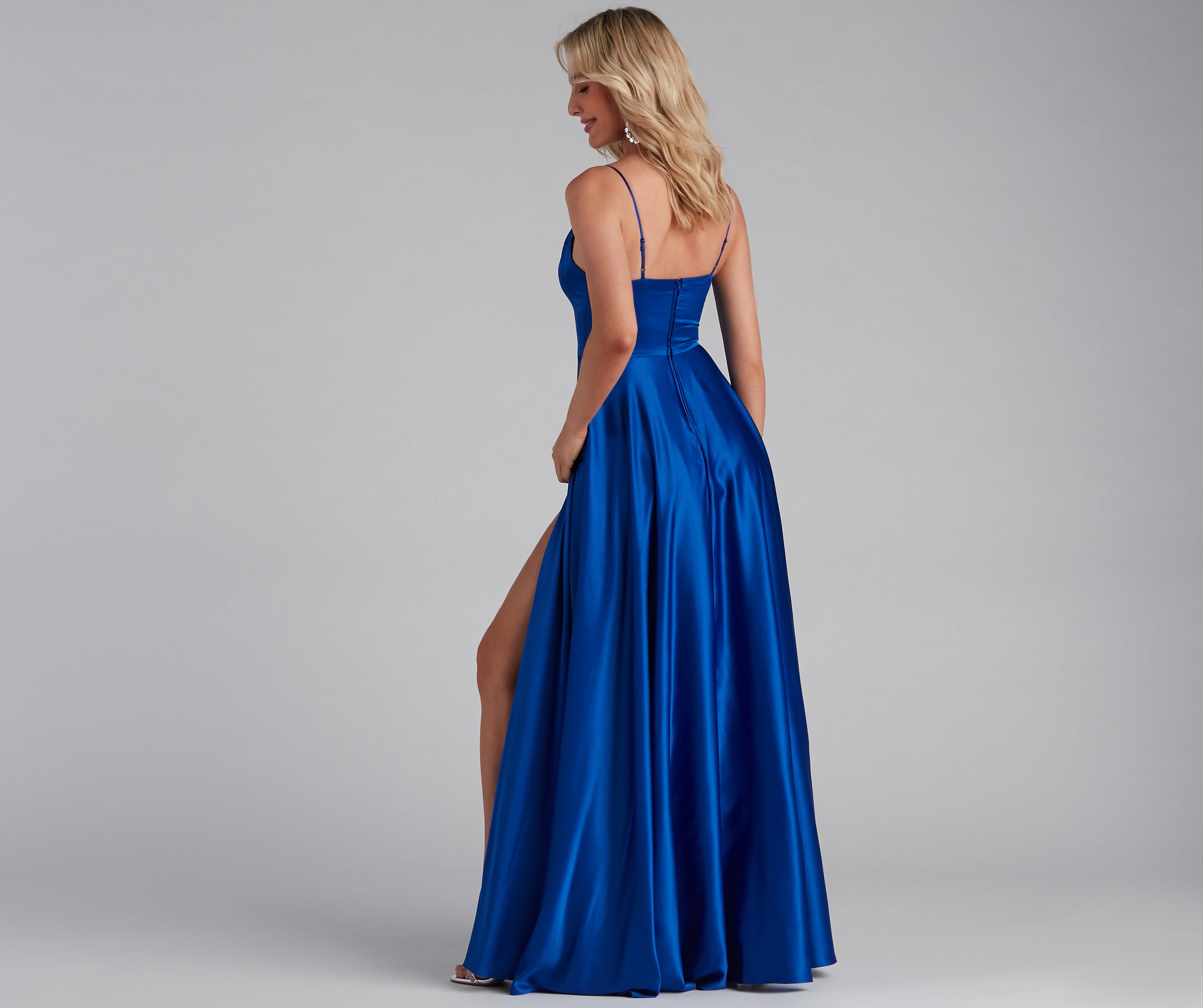 Juliet Formal High Slit Dress - ROYAL