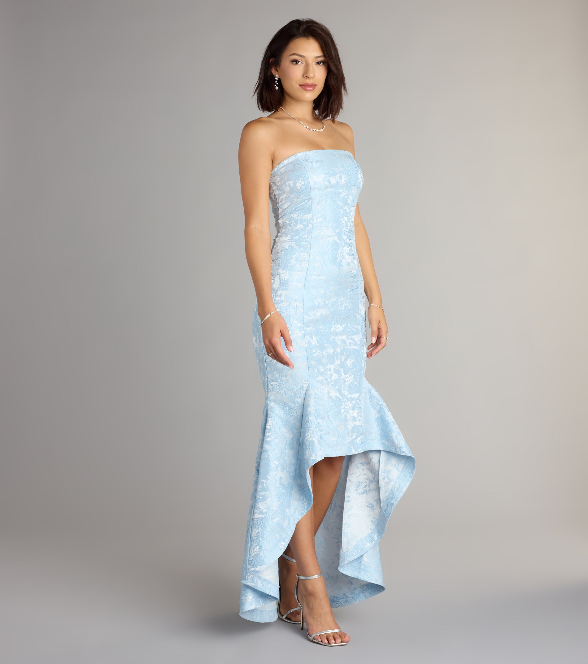 Luna Floral High Low Mermaid Formal Dress - LIGHT BLUE