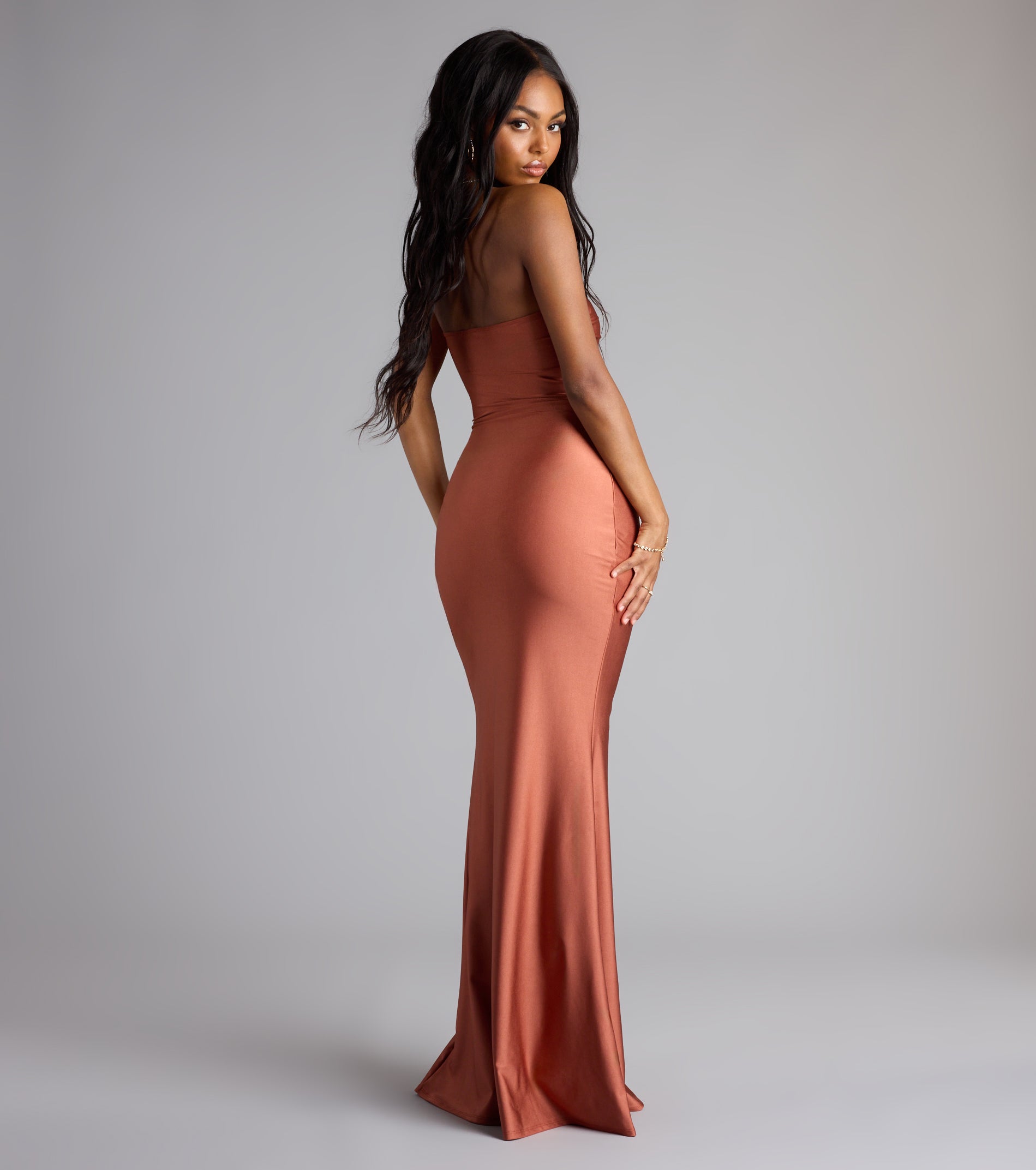 Cheryl Strapless Slit Mermaid Formal Dress - COPPER-2