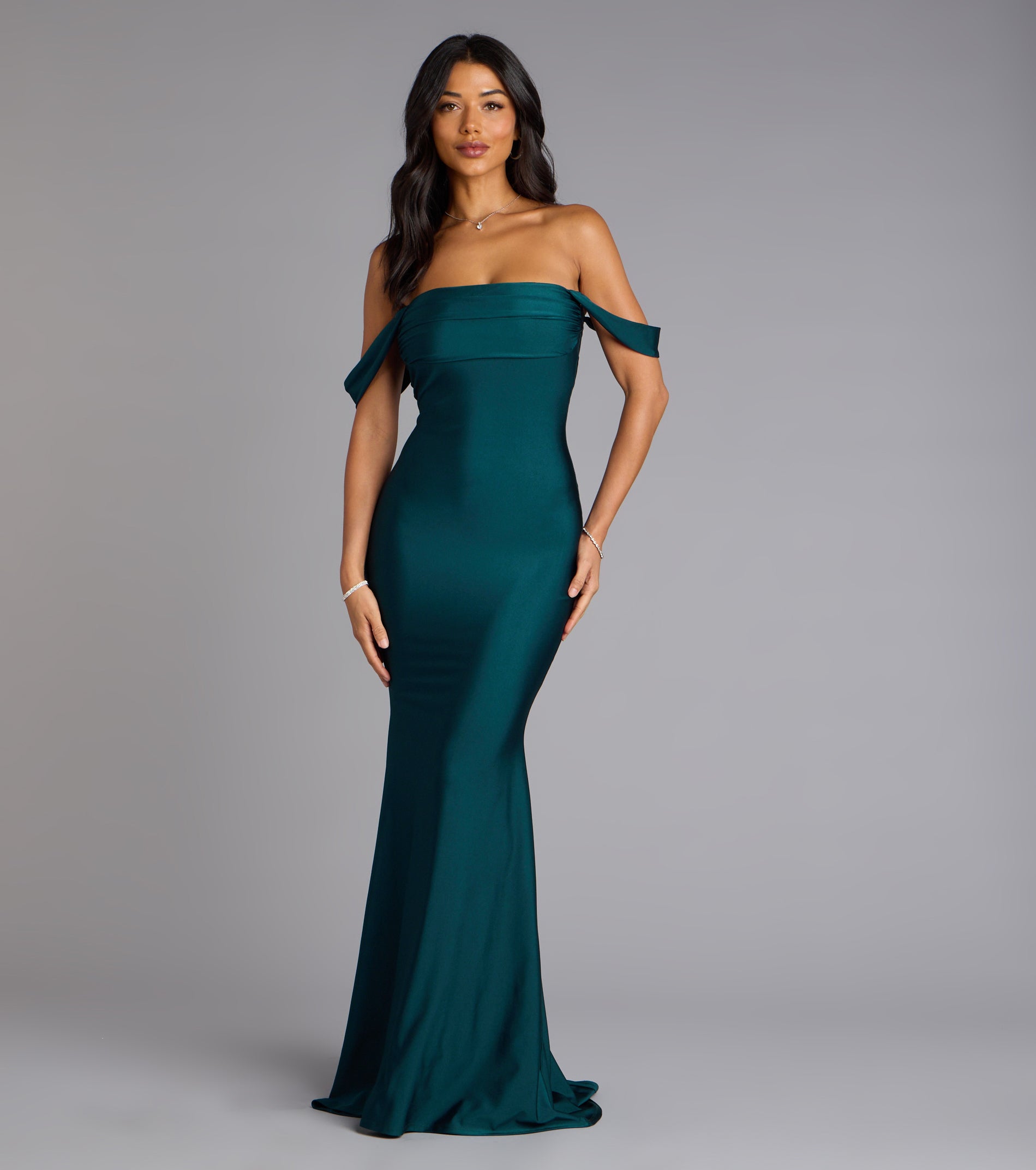 Maylah Off-The-Shoulder Mermaid Dress - HUNTER