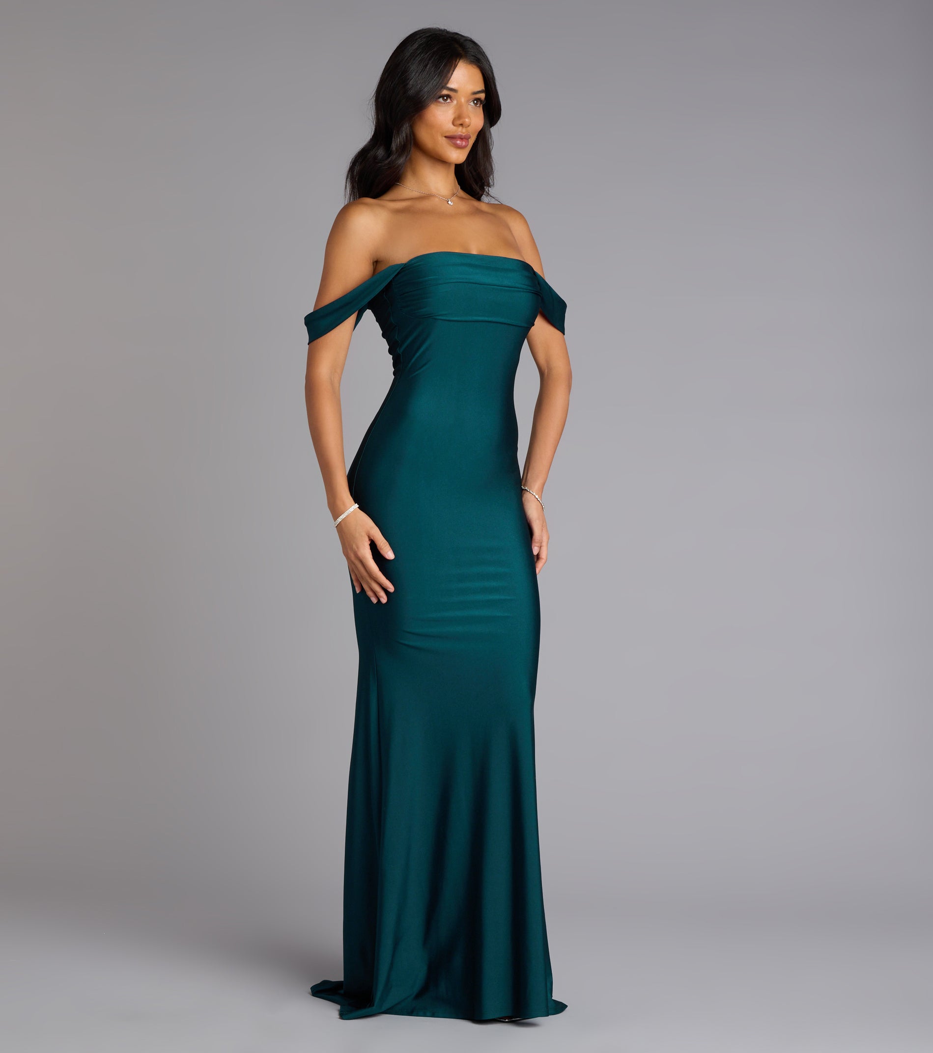 Maylah Off-The-Shoulder Mermaid Dress - HUNTER
