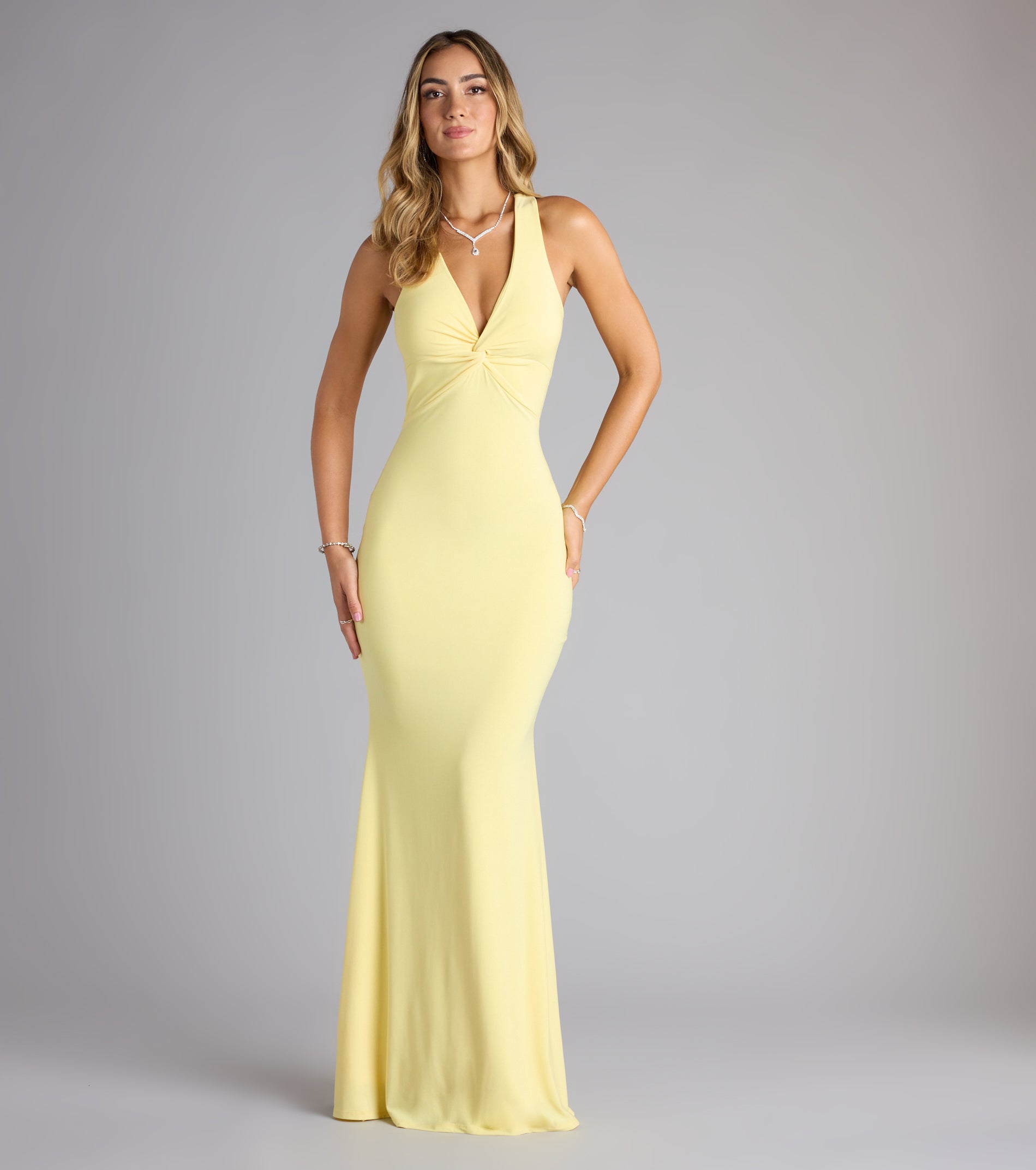 Juliane Strappy Back Mermaid Formal Dress - YELLOW