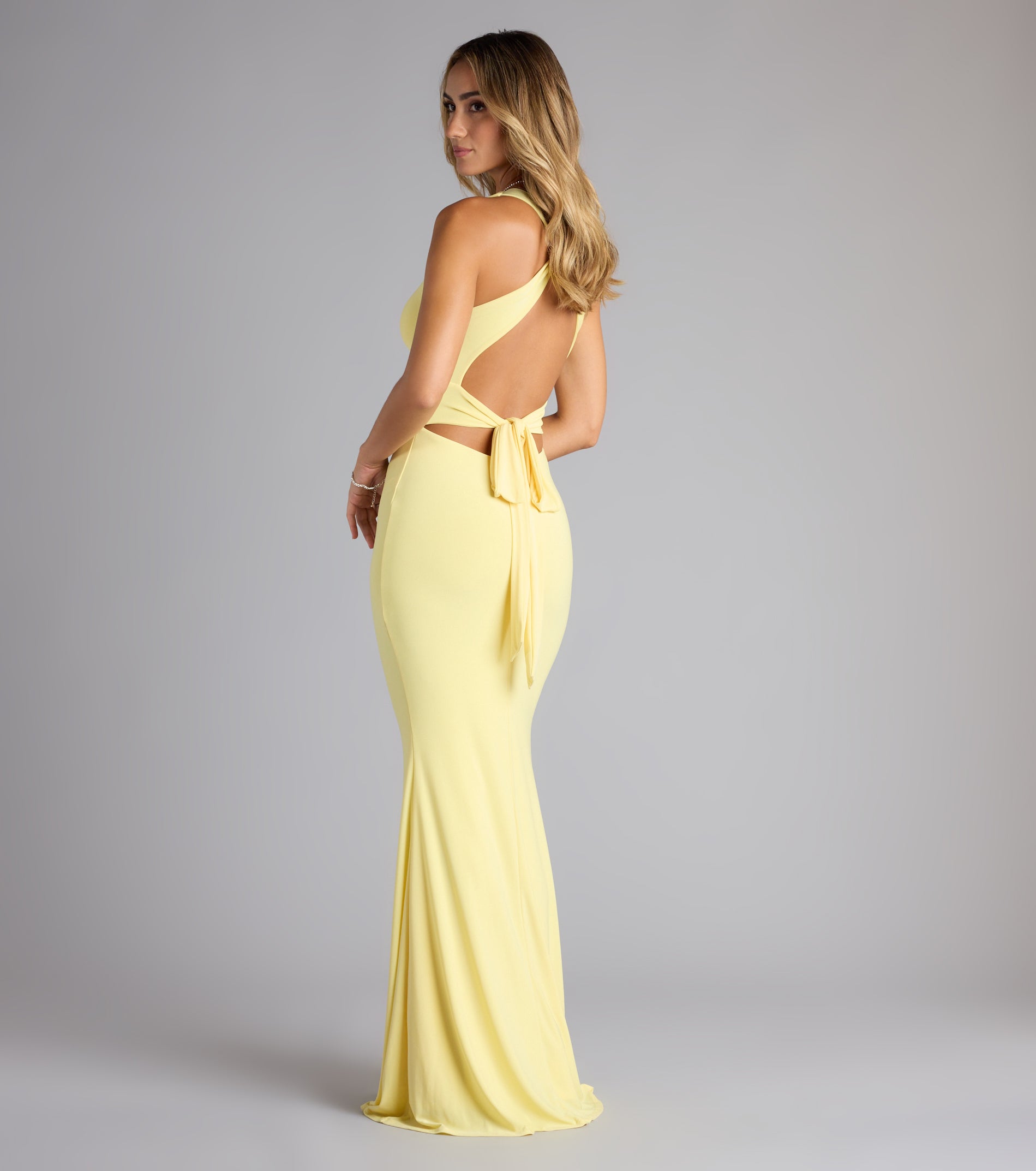 Juliane Strappy Back Mermaid Formal Dress - YELLOW