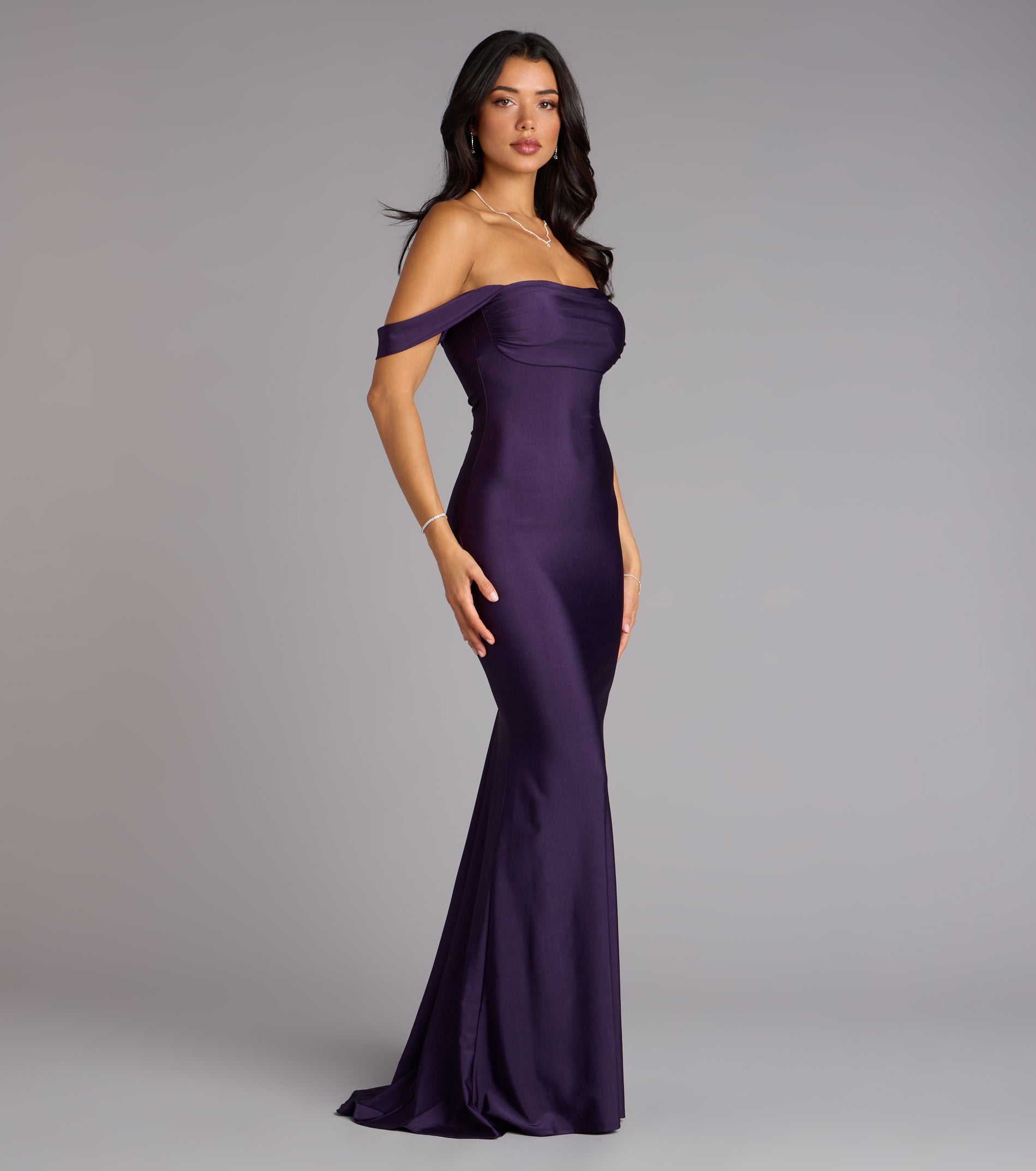 Maylah Off-The-Shoulder Mermaid Dress - PURPLE