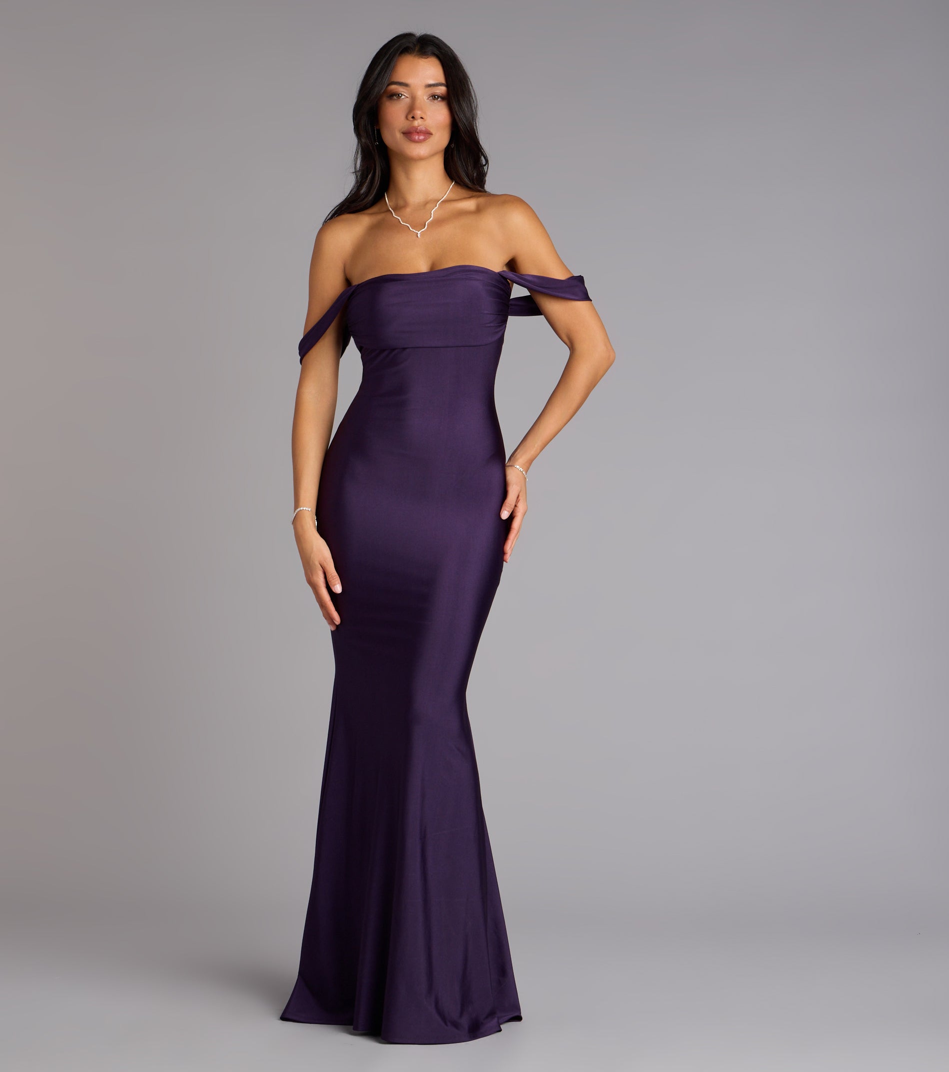 Maylah Off-The-Shoulder Mermaid Dress - PURPLE