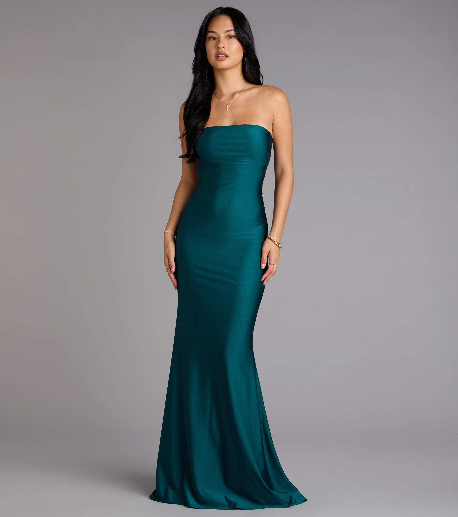 Margret Strapless Cutout Mermaid Formal Dress - HUNTER