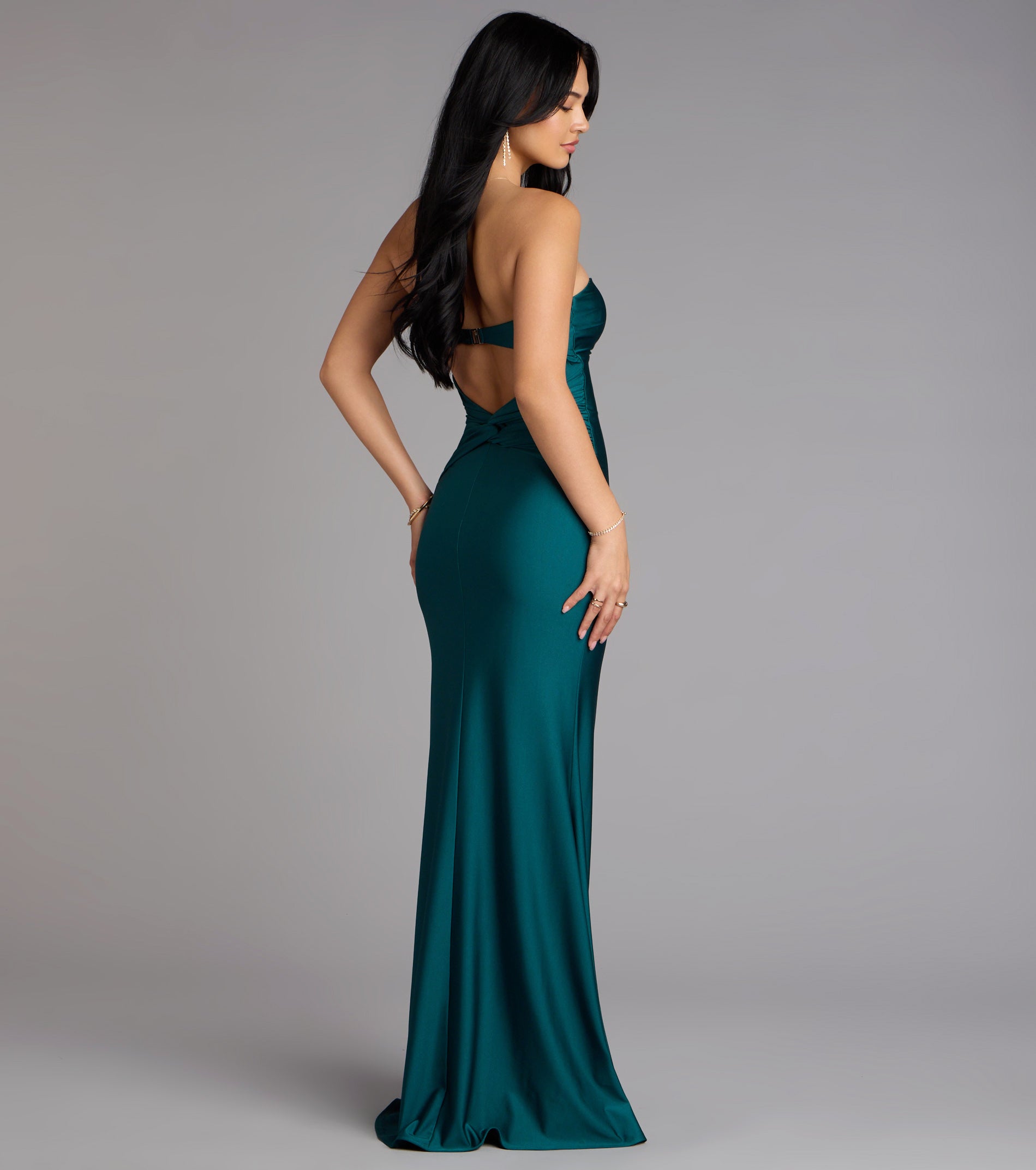 Margret Strapless Cutout Mermaid Formal Dress - HUNTER