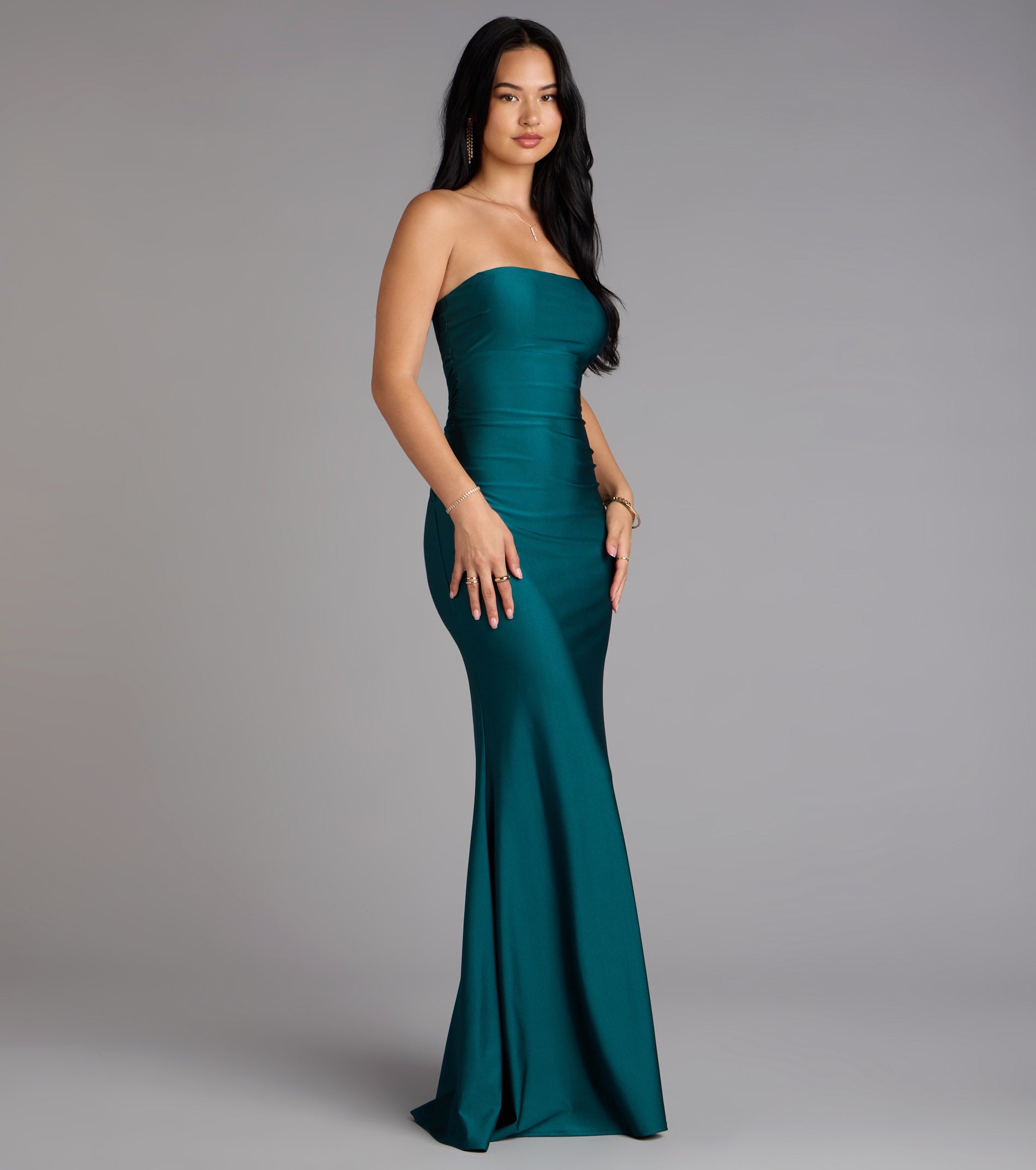 Margret Strapless Cutout Mermaid Formal Dress - HUNTER