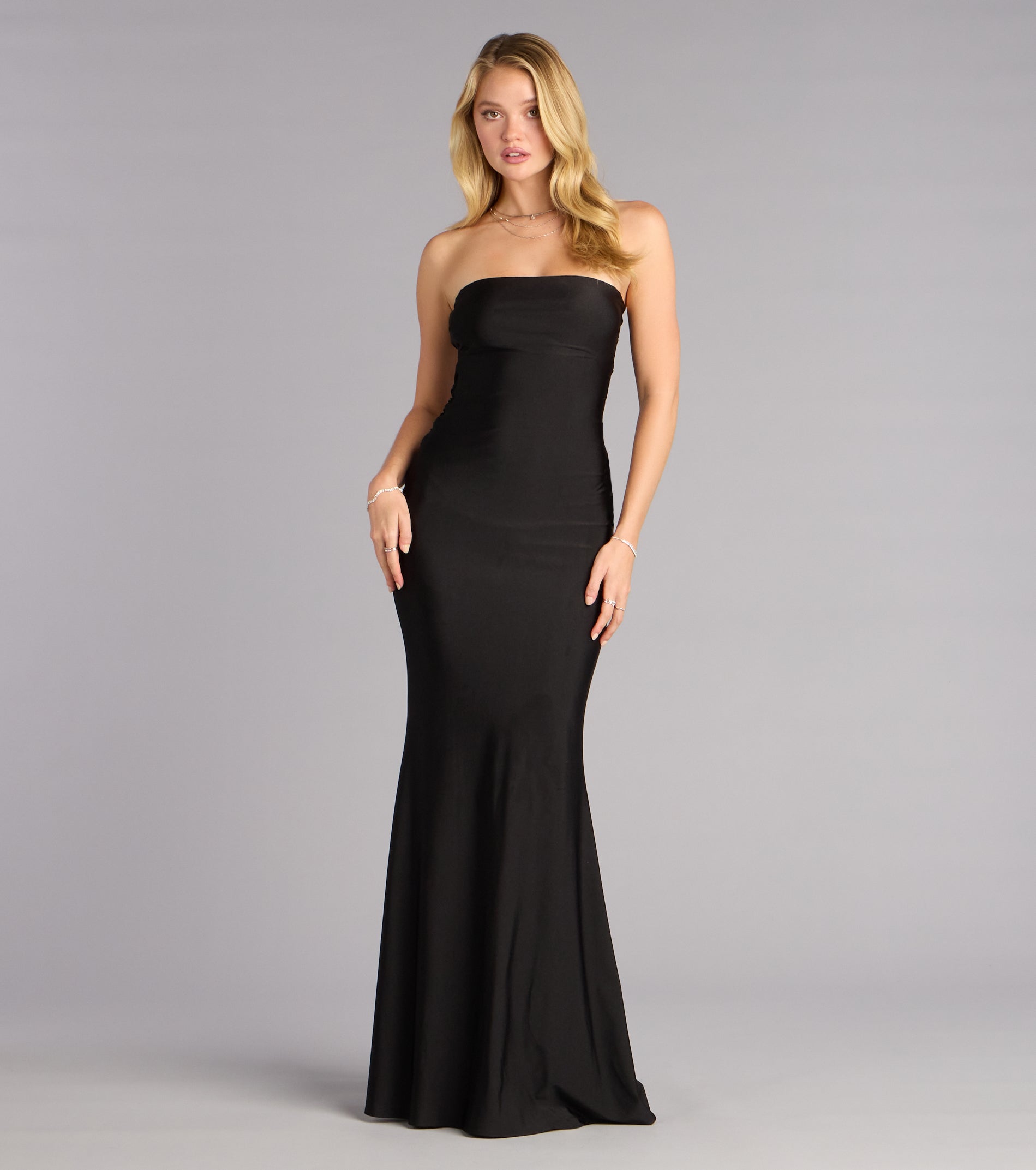 Margret Strapless Cutout Mermaid Formal Dress - BLACK