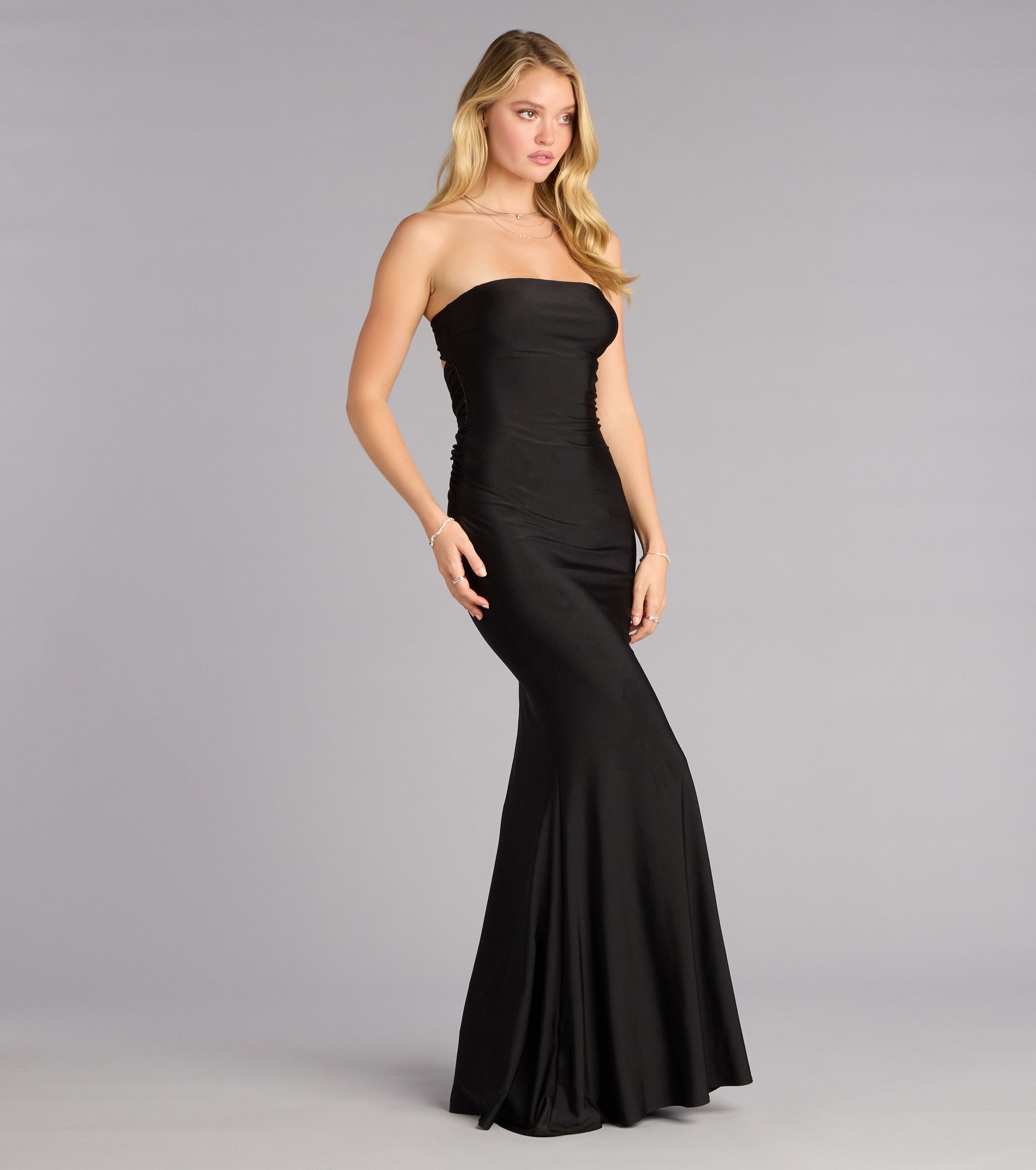 Margret Strapless Cutout Mermaid Formal Dress - BLACK