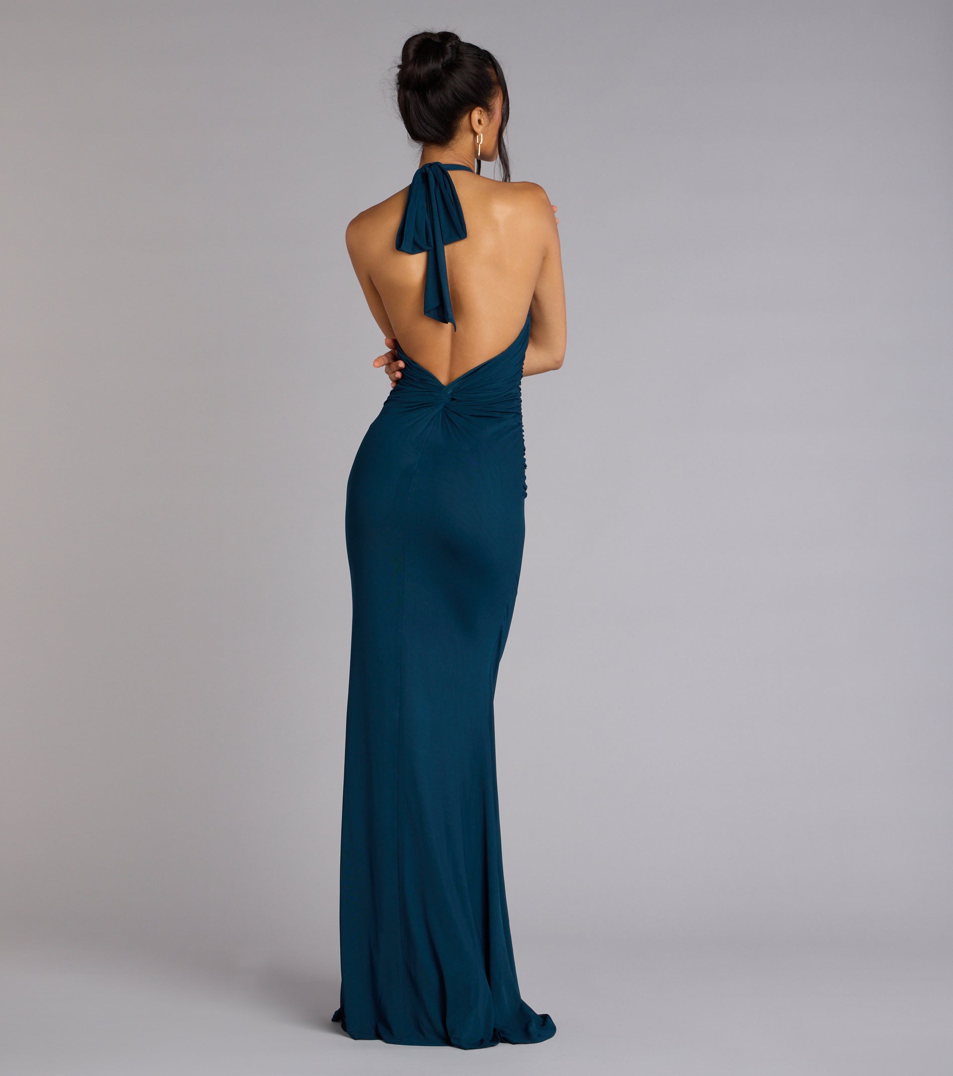Elina Halter Cutout Mermaid Dress - TEAL