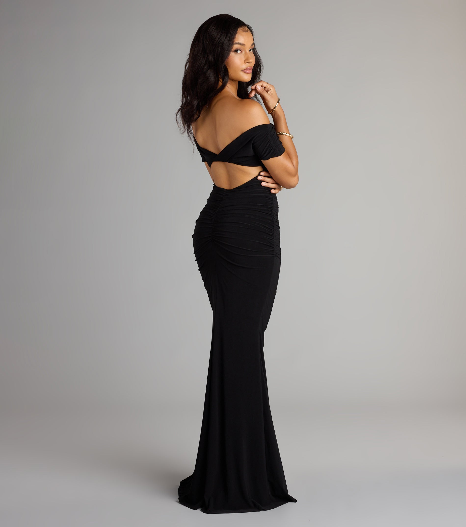 Arial Open Back Mermaid Formal Dress - BLACK