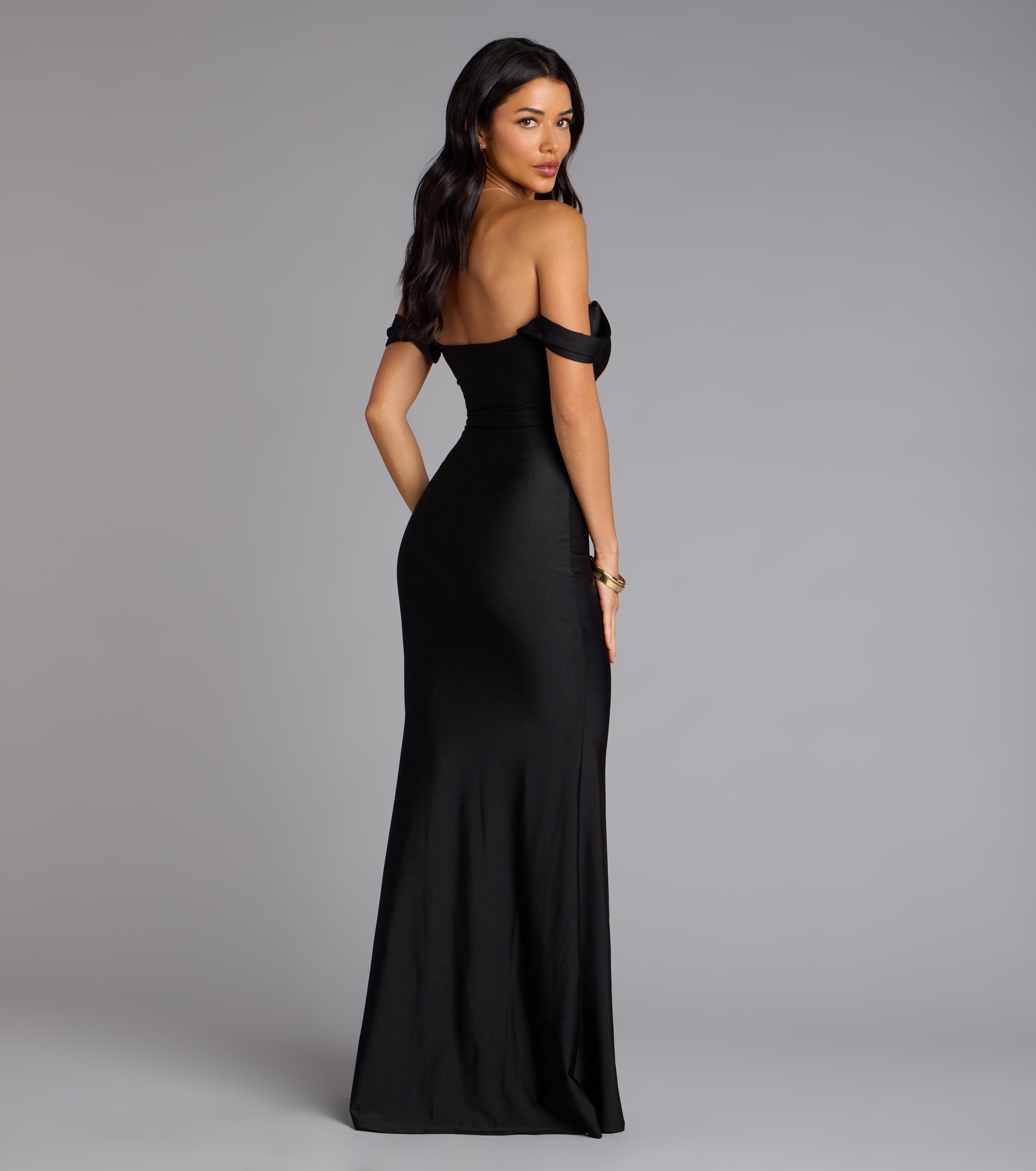 Rae Off-The-Shoulder Mermaid Formal Dress - BLACK
