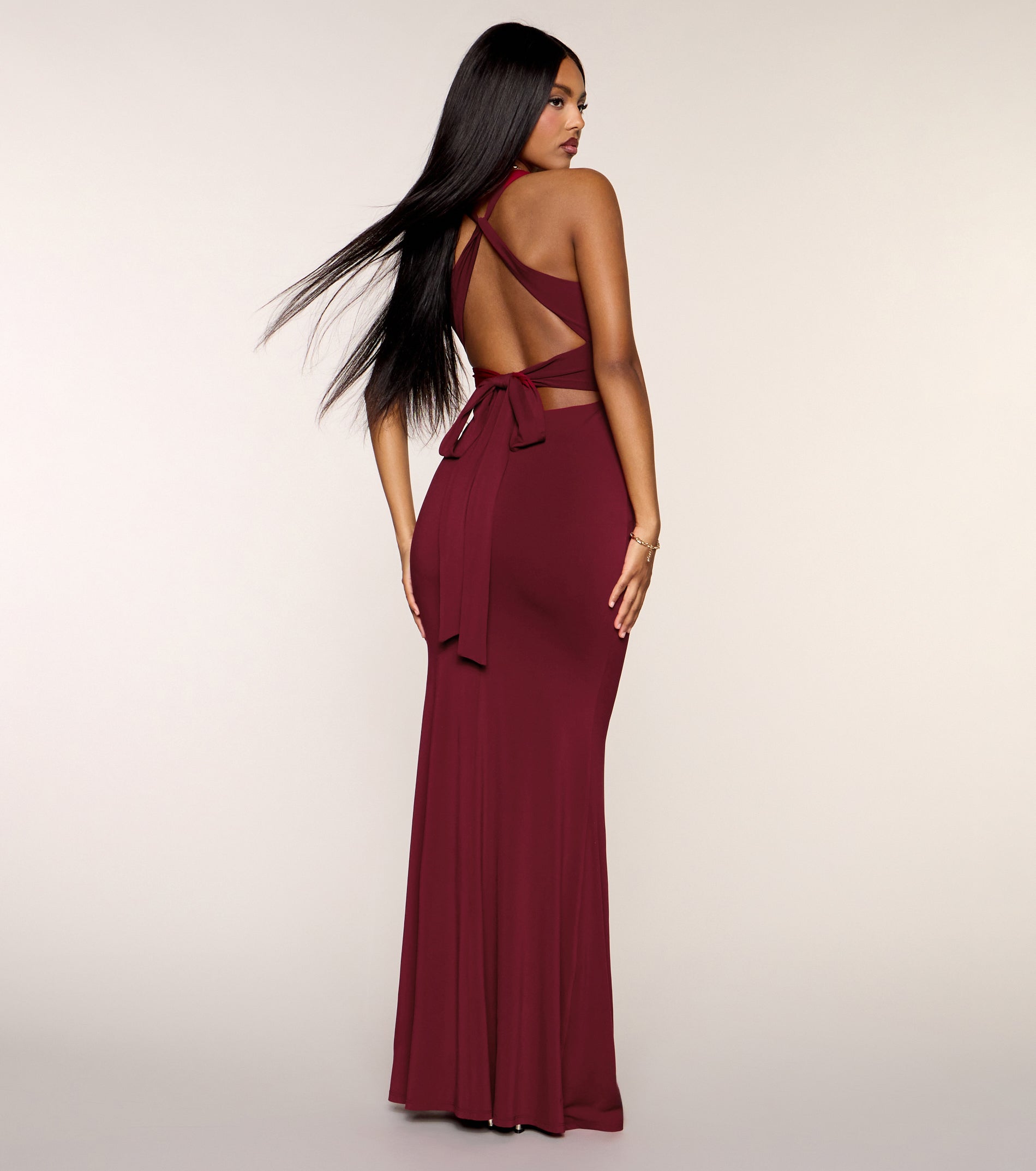 Juliane Strappy Back Mermaid Formal Dress - WINE