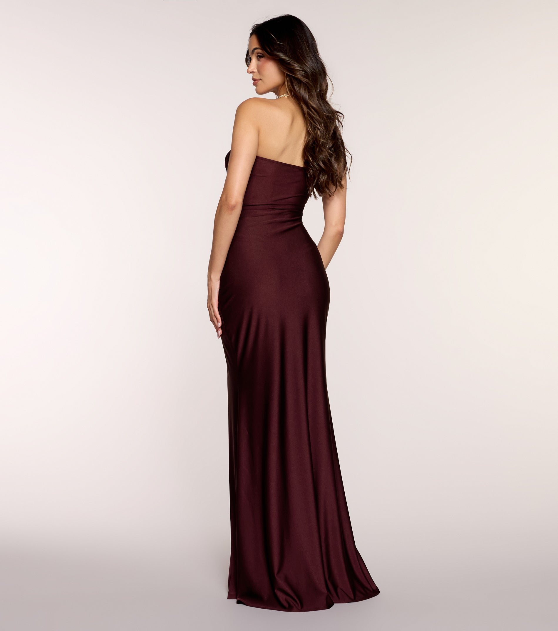 Cheryl Strapless Slit Mermaid Formal Dress - PLUM