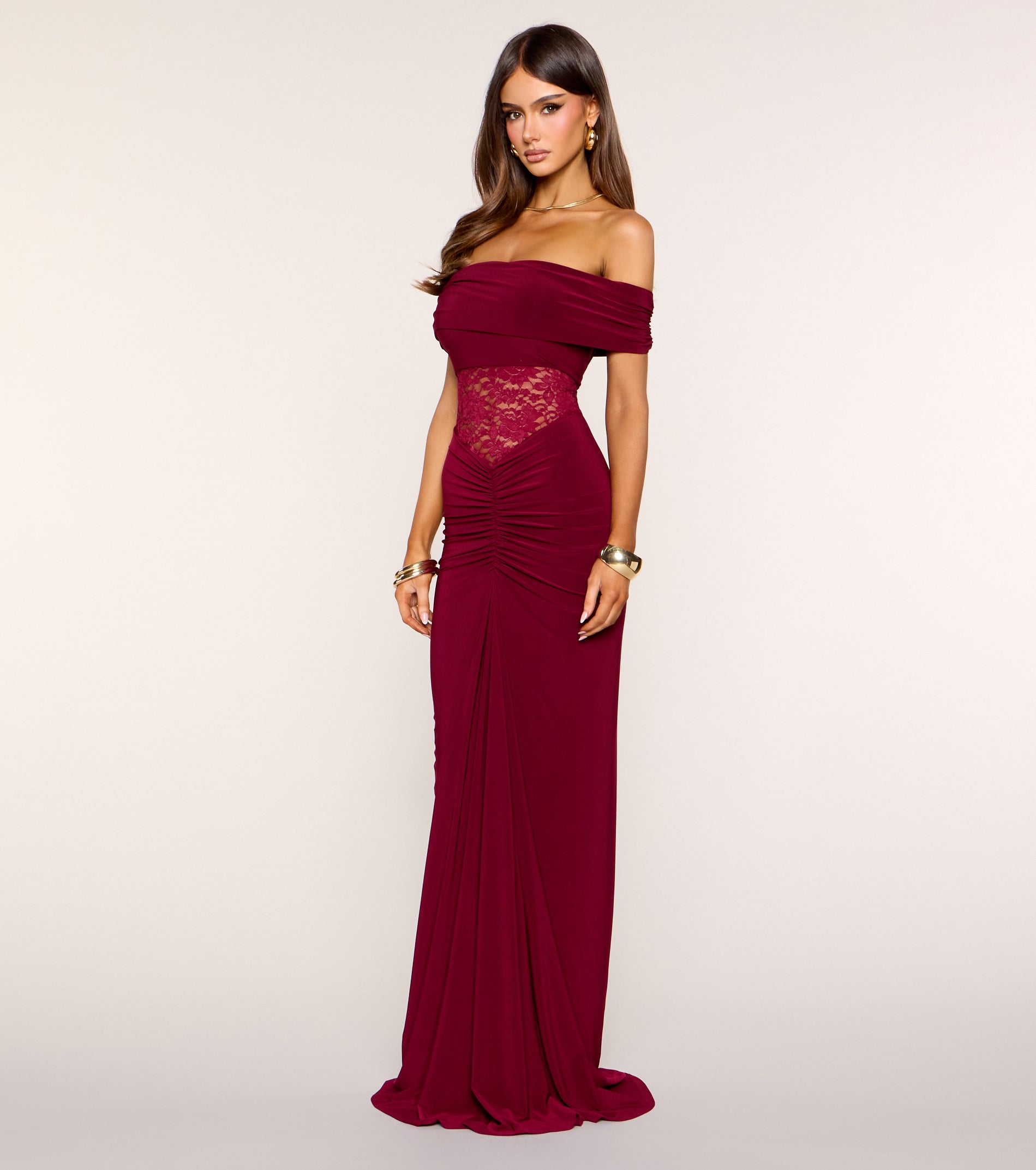 Lily Off-The-Shoulder Mermaid Formal Dress - WINE