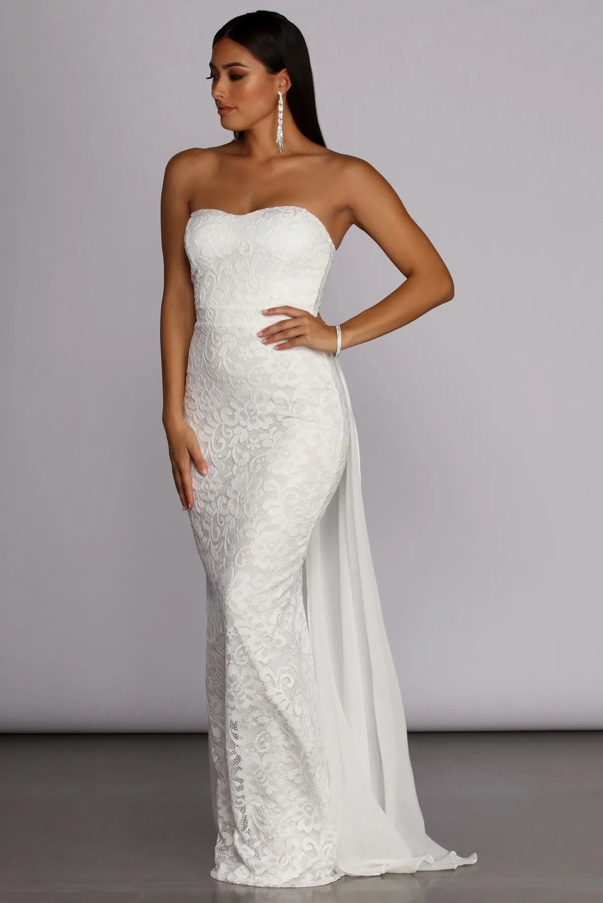 Bailey Strapless Lace Dress - IVORY