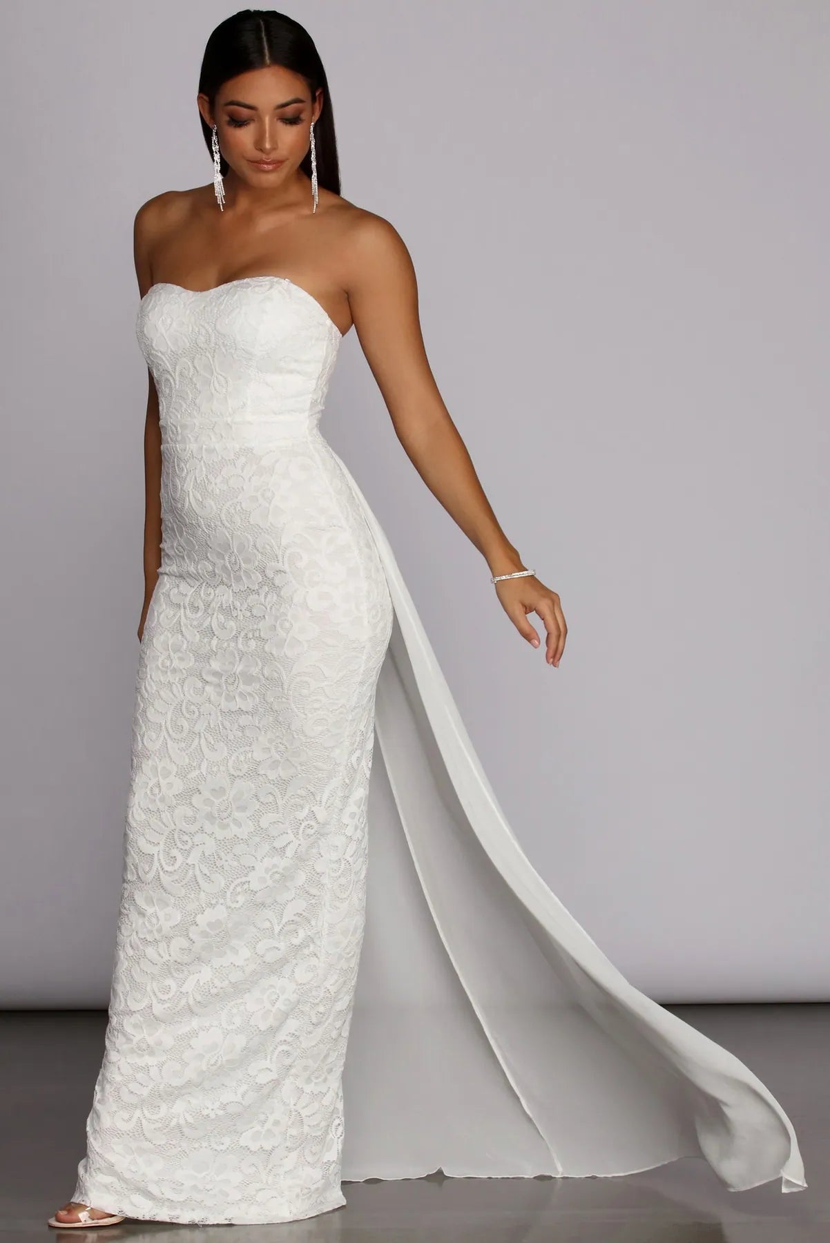 Bailey Strapless Lace Dress - IVORY