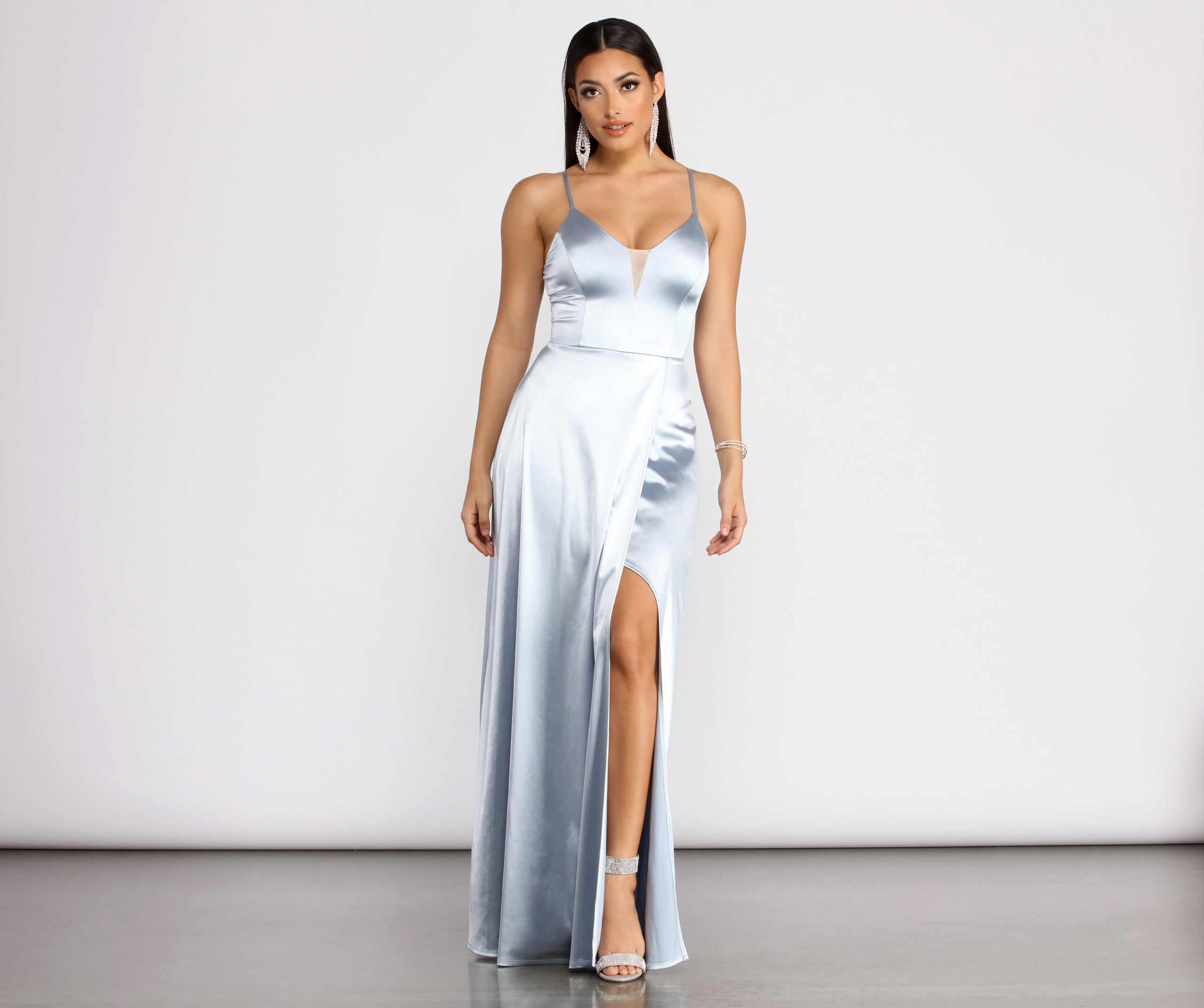 Ilana Satin Column Gown - NAVY