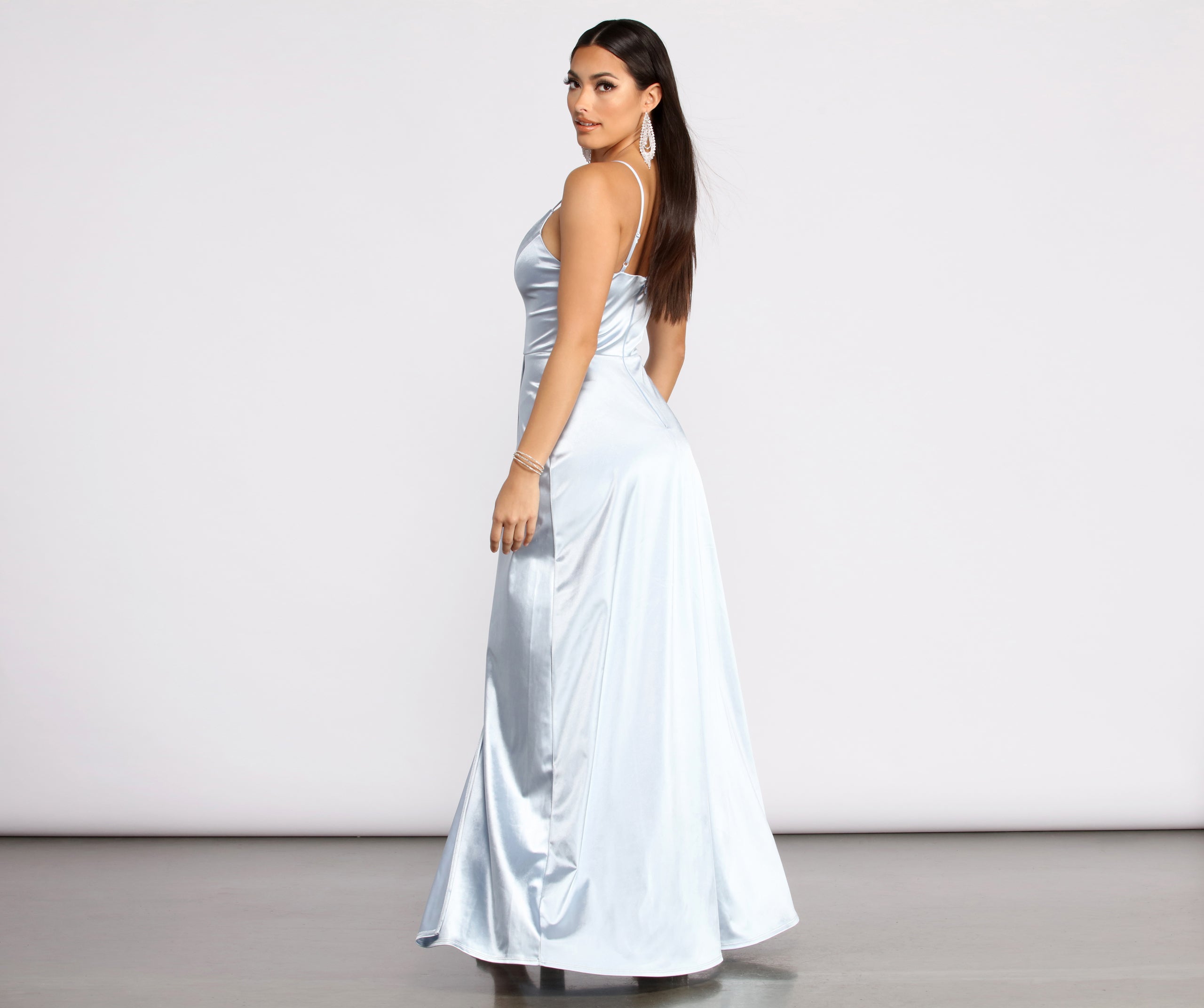 Ilana Satin Column Gown - NAVY